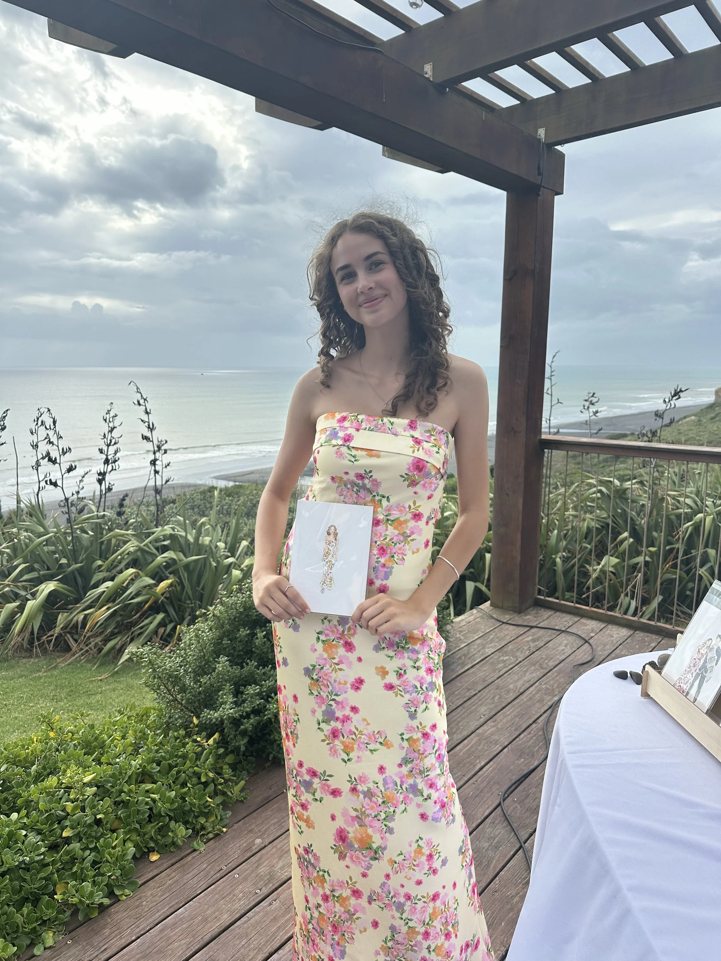 A completed live illustration portrait from a wedding event