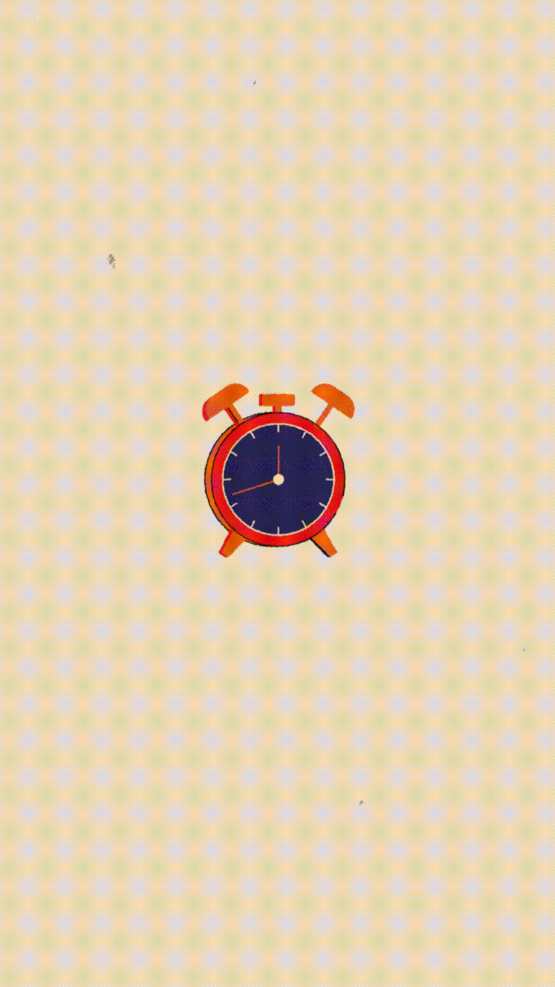 Illustration of a red and blue alarm clock on a beige background