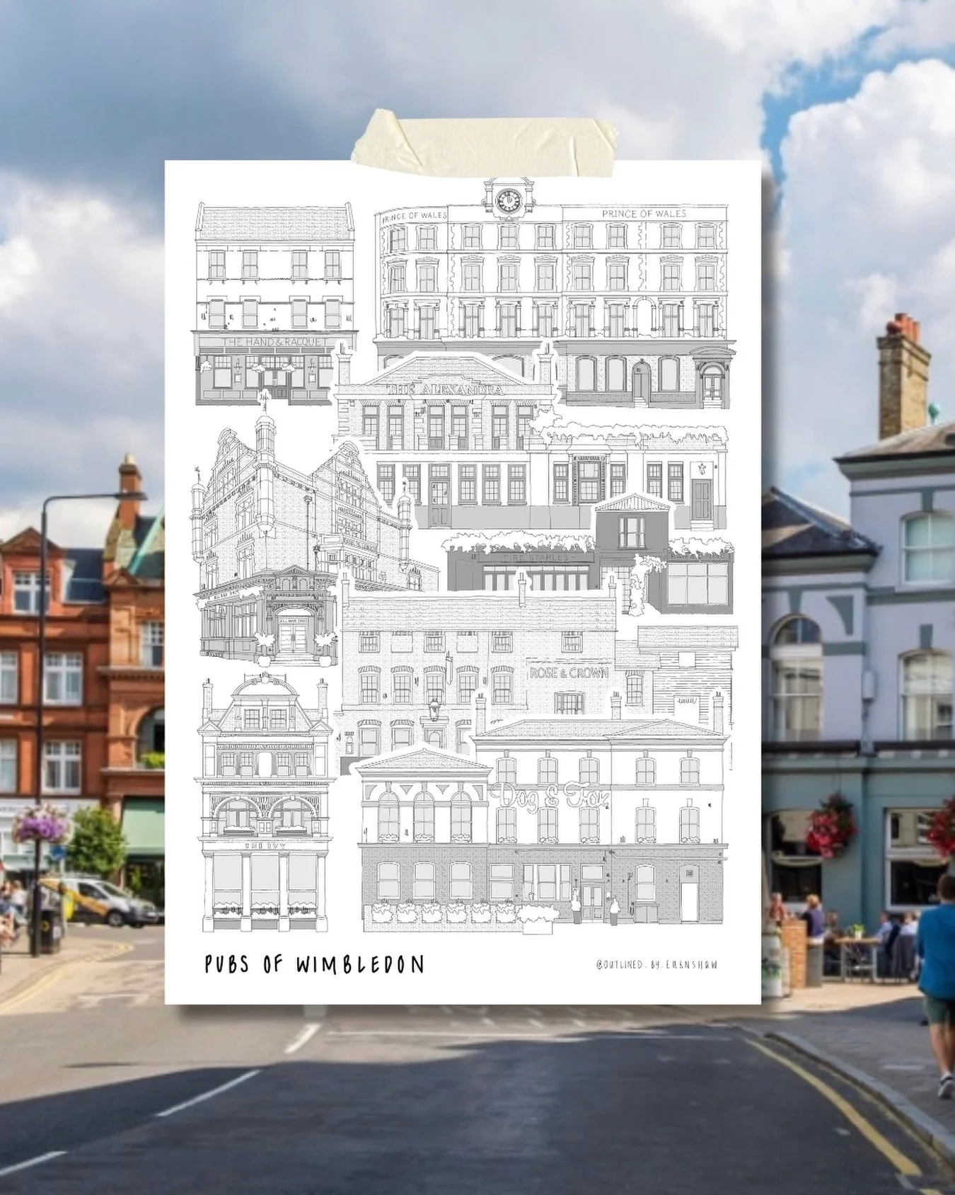 New &lsquo;Pubs of Wimbledon&rsquo; print printed and ready for tomorrow x I will be at @lovewimbledon market tomorrow 11-6pm, see you there ✨