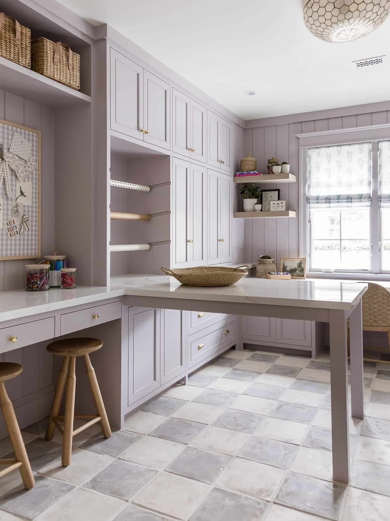 Inset shaker cabinetry with clean reveals, soft lavender paint, and warm brass hardware that pulls everything together. If you love thoughtful storage and timeless details, follow us @hesterfamilymillwork for more real-life cabinetry inspiration.

Th