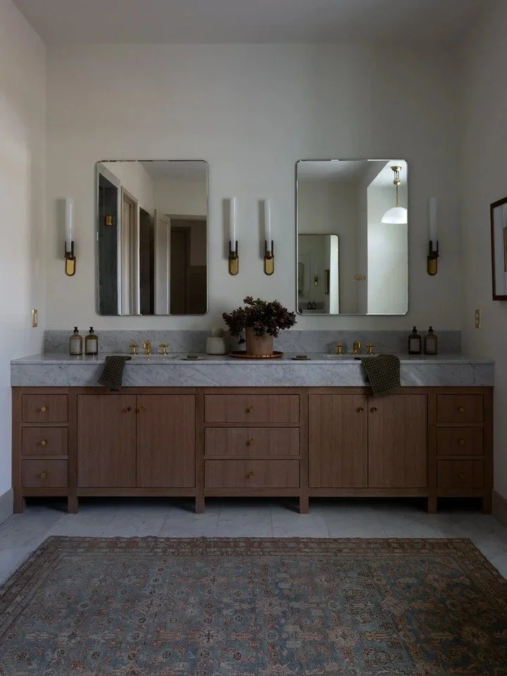 Wood vanities or painted cabinetry, which feels more timeless to you?
Thoughtful bathroom cabinetry brings warmth, balance, and everyday function together.
Follow @hesterfamilymillwork and message us to plan your cabinetry.

Credit: Light &amp; Dwell