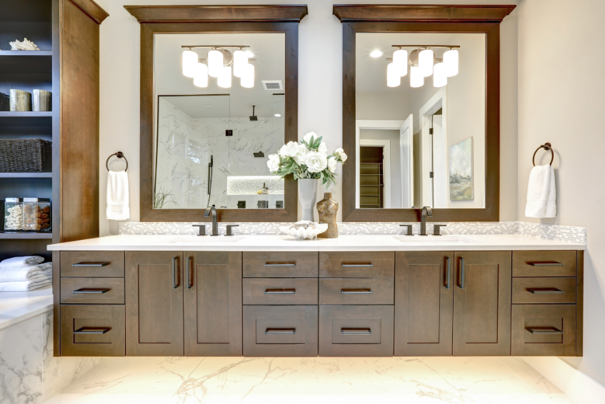 Modern double vanity bathroom cabinets in Gainesville GA