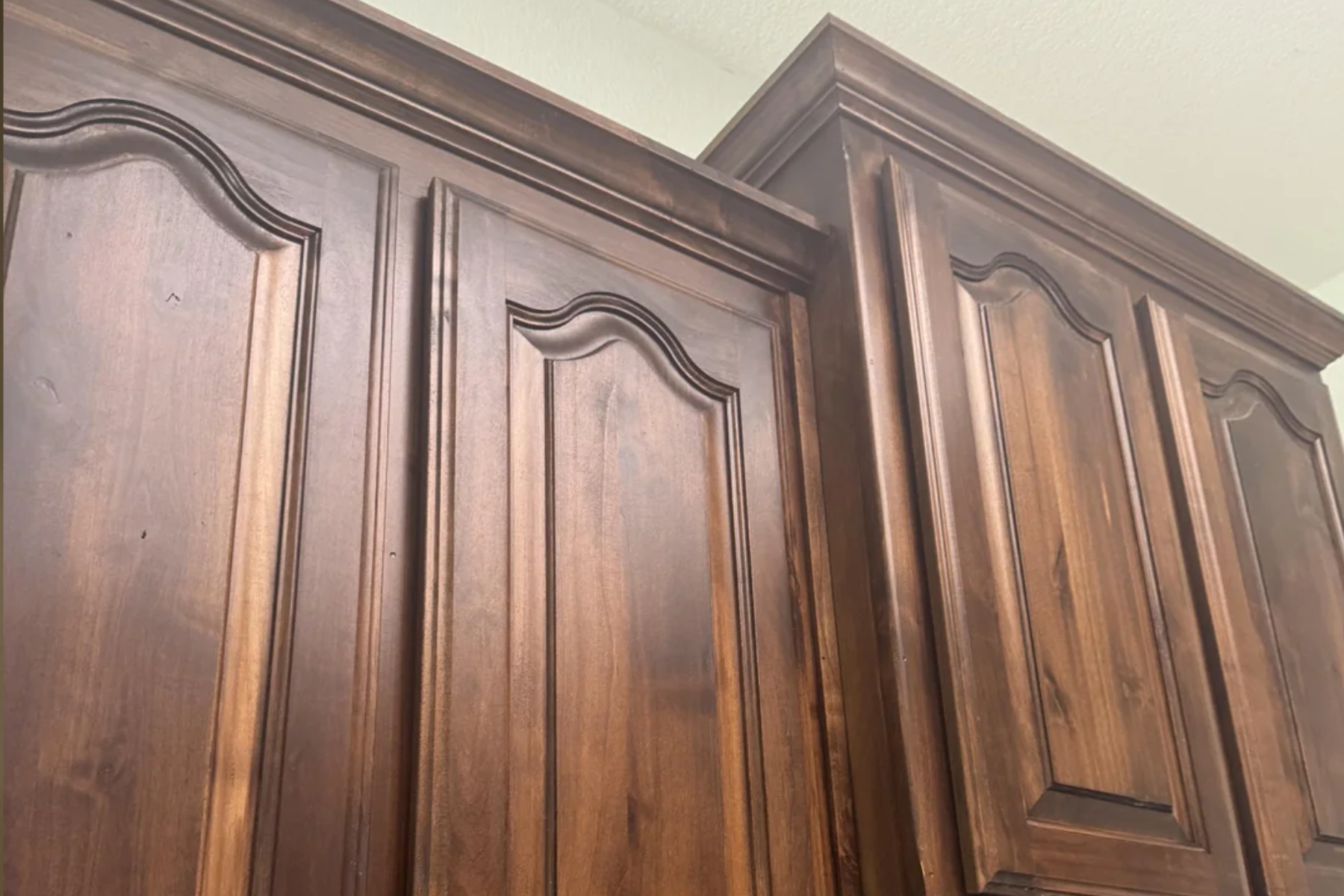 Before and after kitchen cabinet style transformation