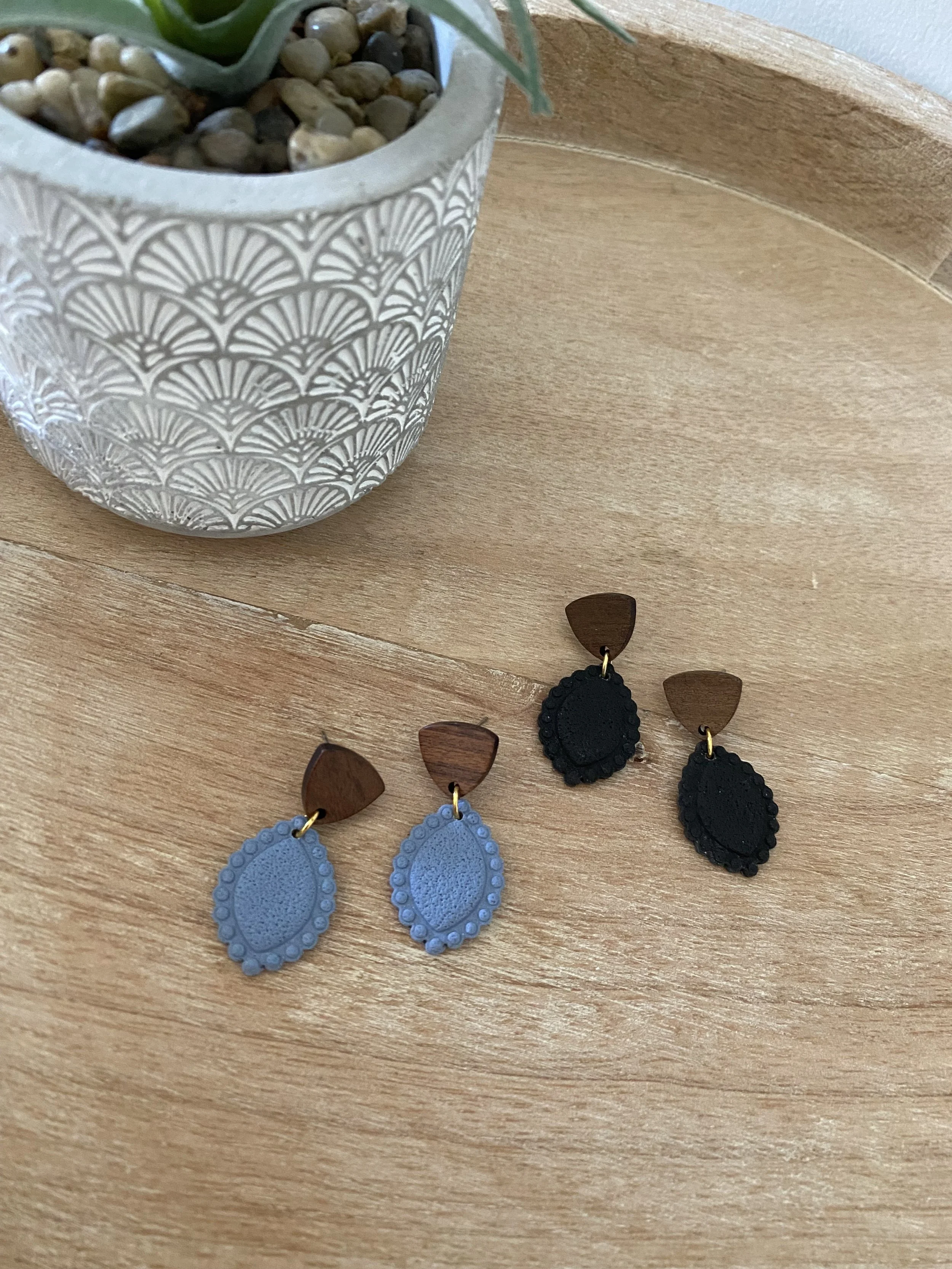 Teardrop handmade polymer clay earrings (two colors available)