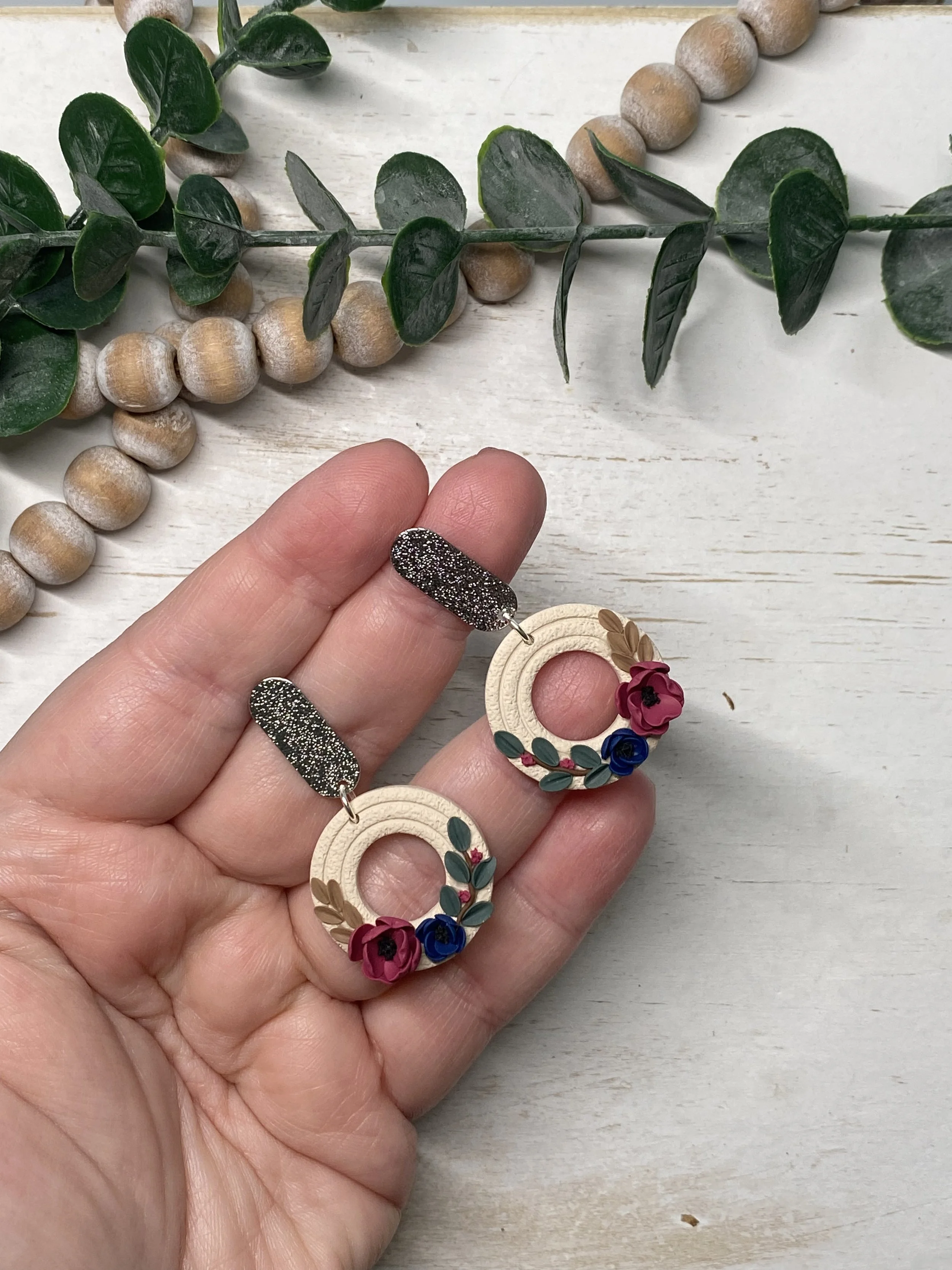 handmade floral polymer clay lightweight earrings