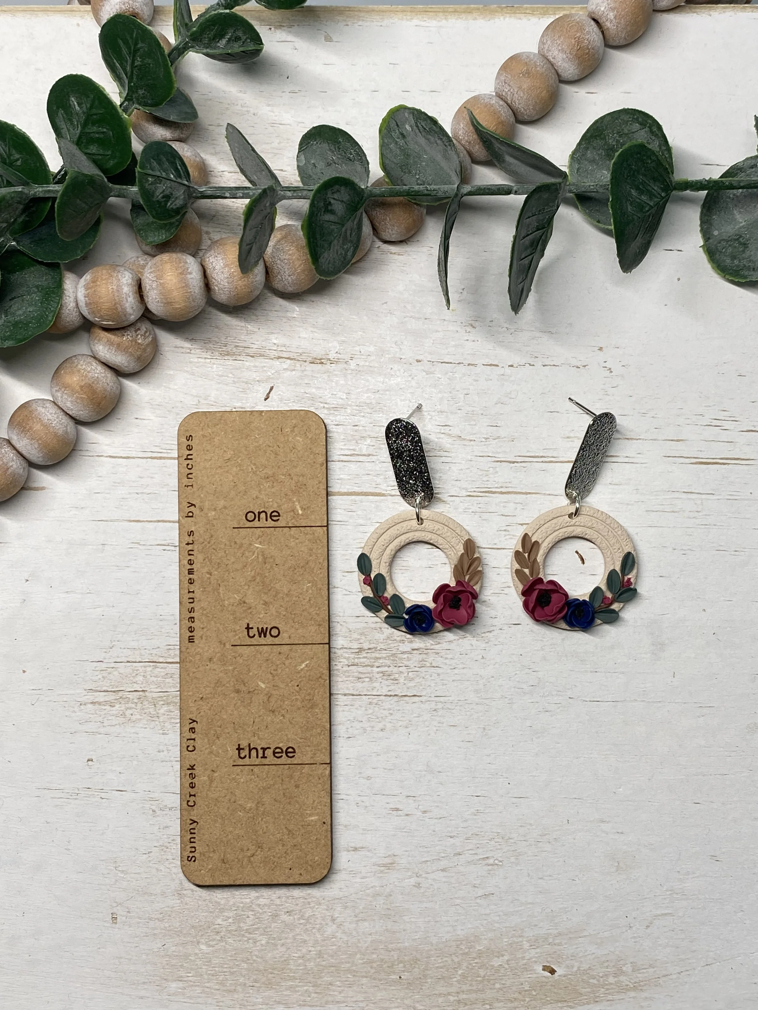 handmade floral polymer clay lightweight earrings