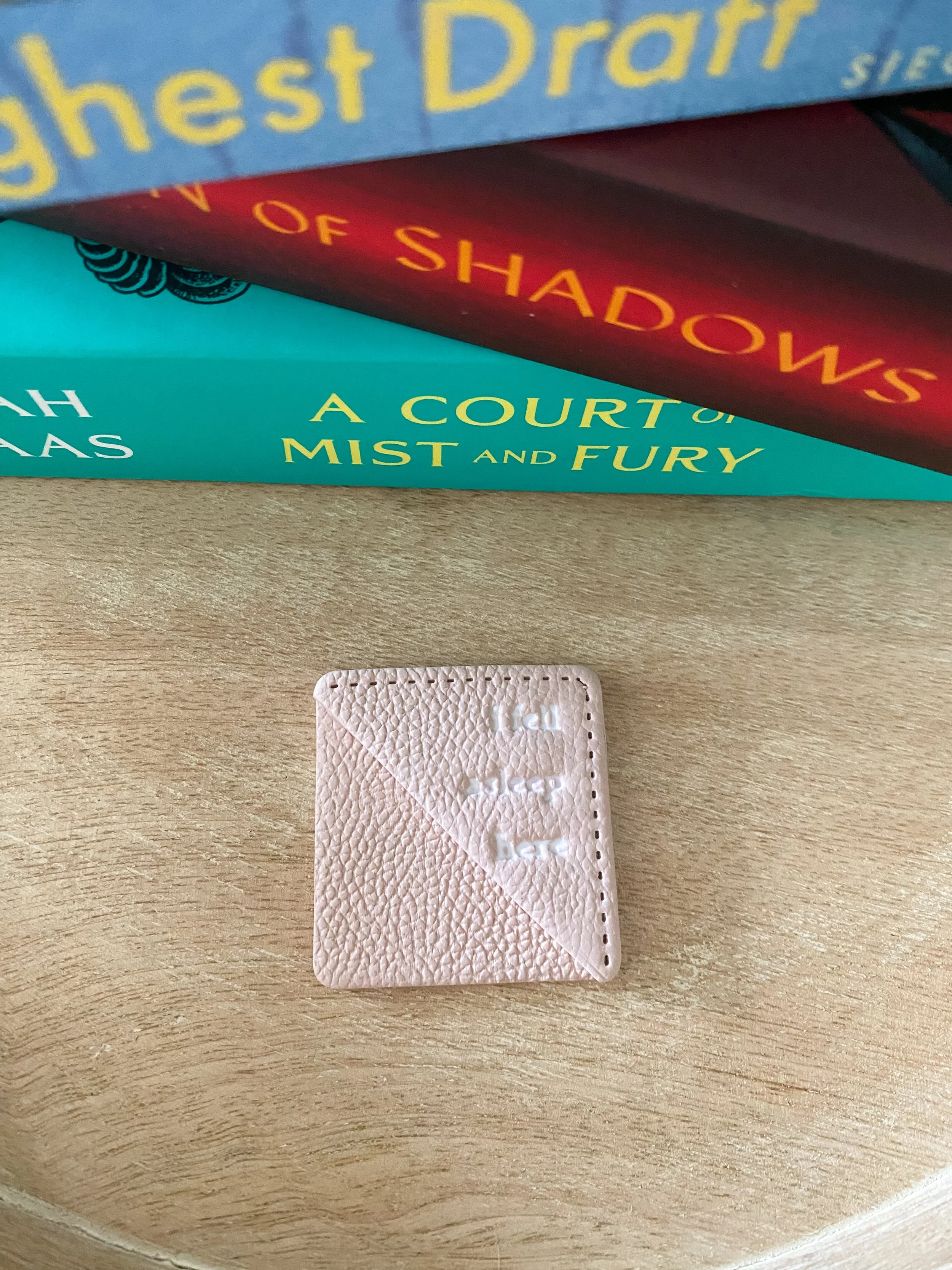 Light tan handmade polymer clay corner bookmark