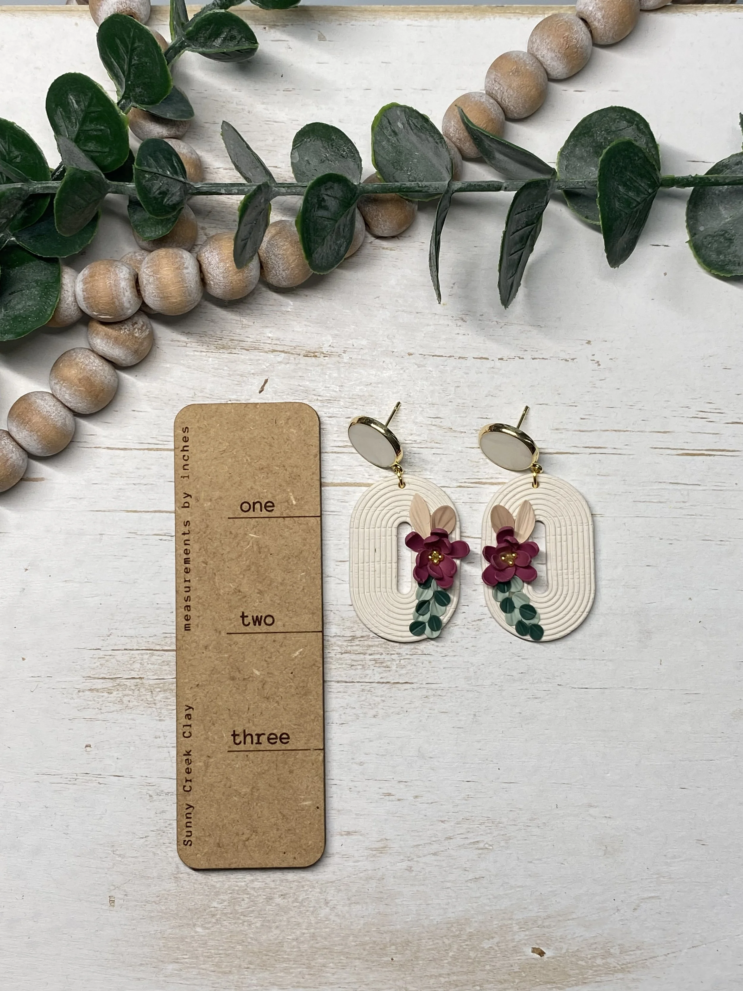 handmade floral polymer clay lightweight earrings