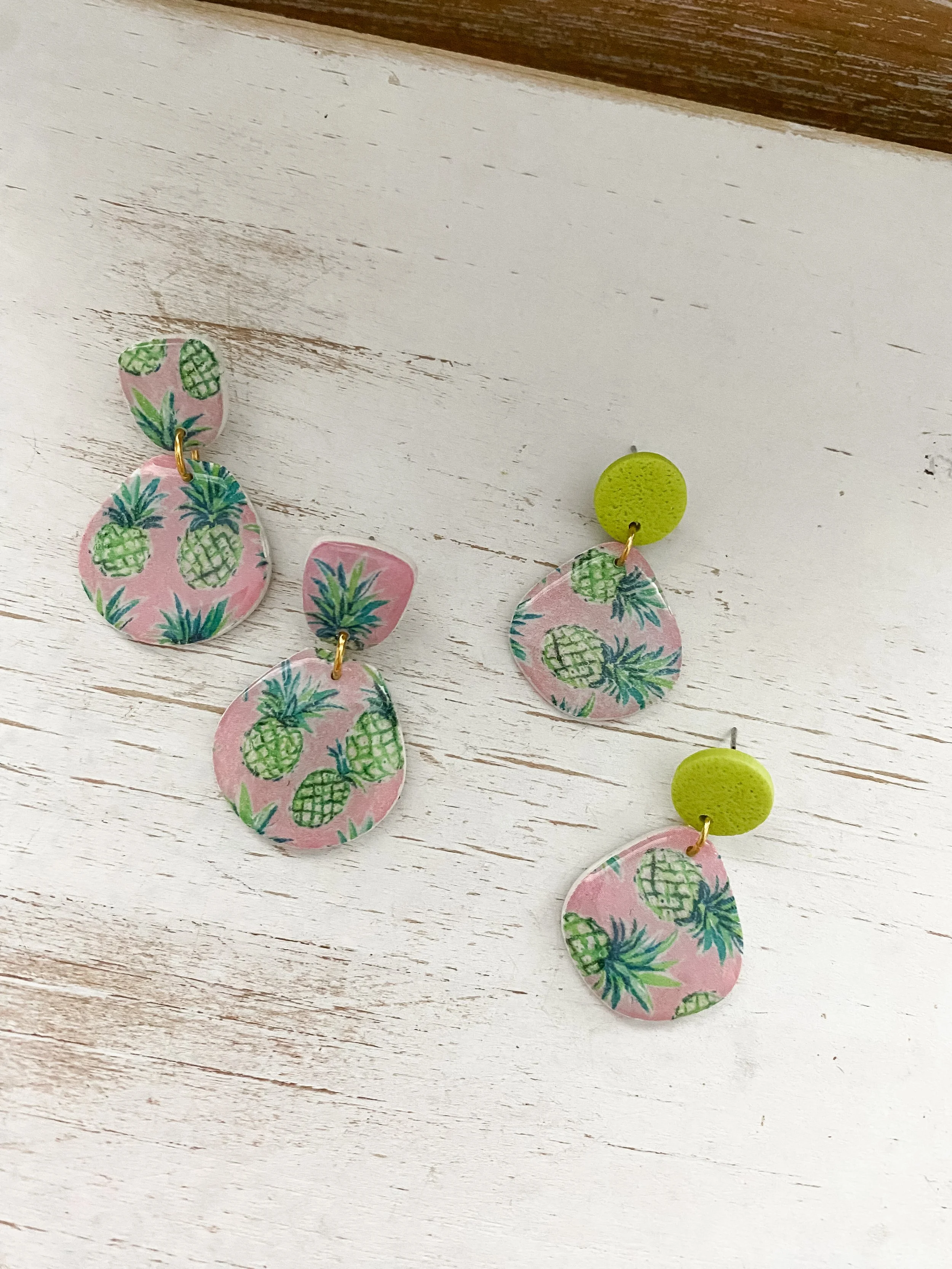 colorful tropical summer handmade clay earrings