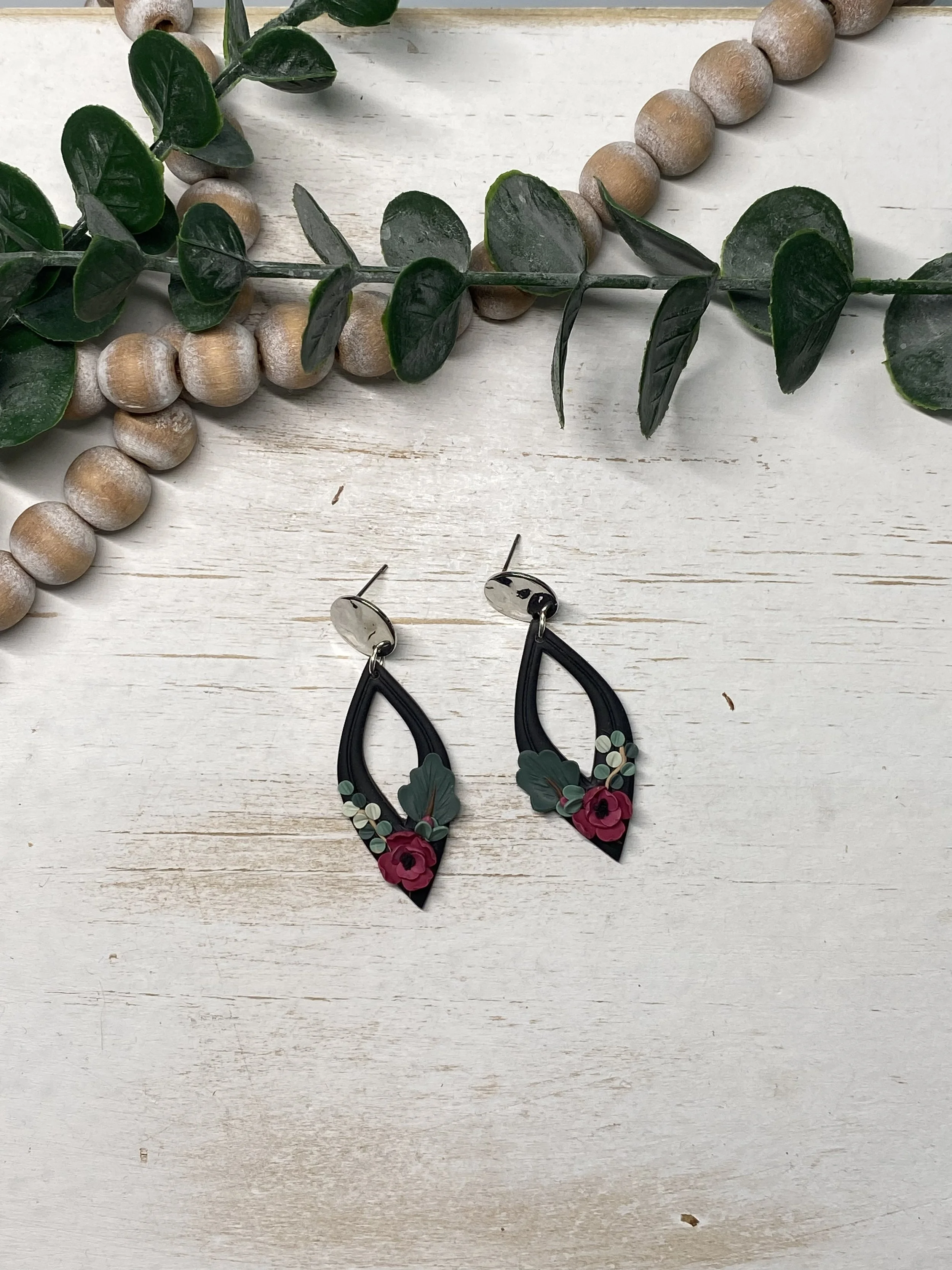 handmade floral polymer clay lightweight earrings