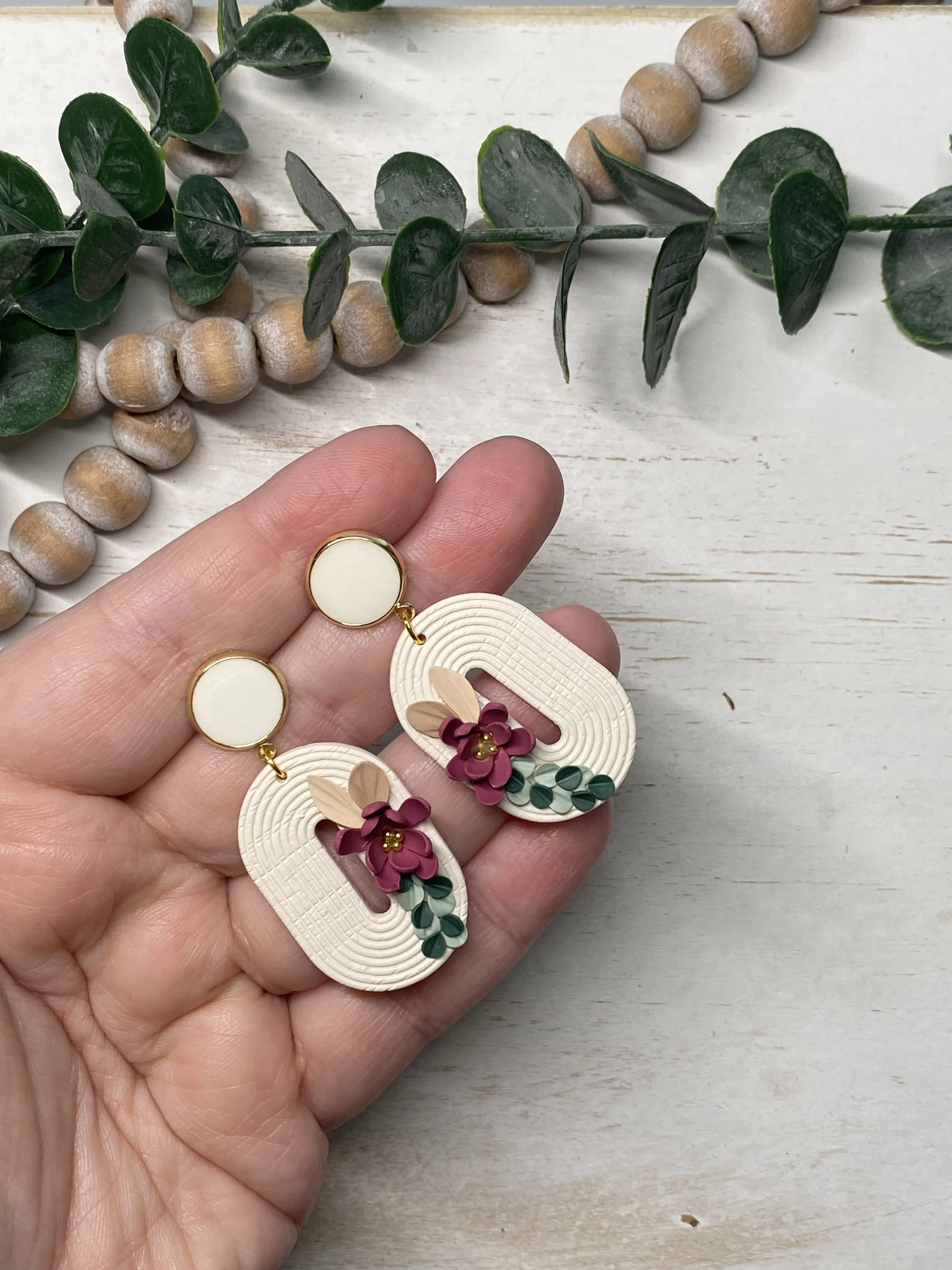 handmade floral polymer clay lightweight earrings