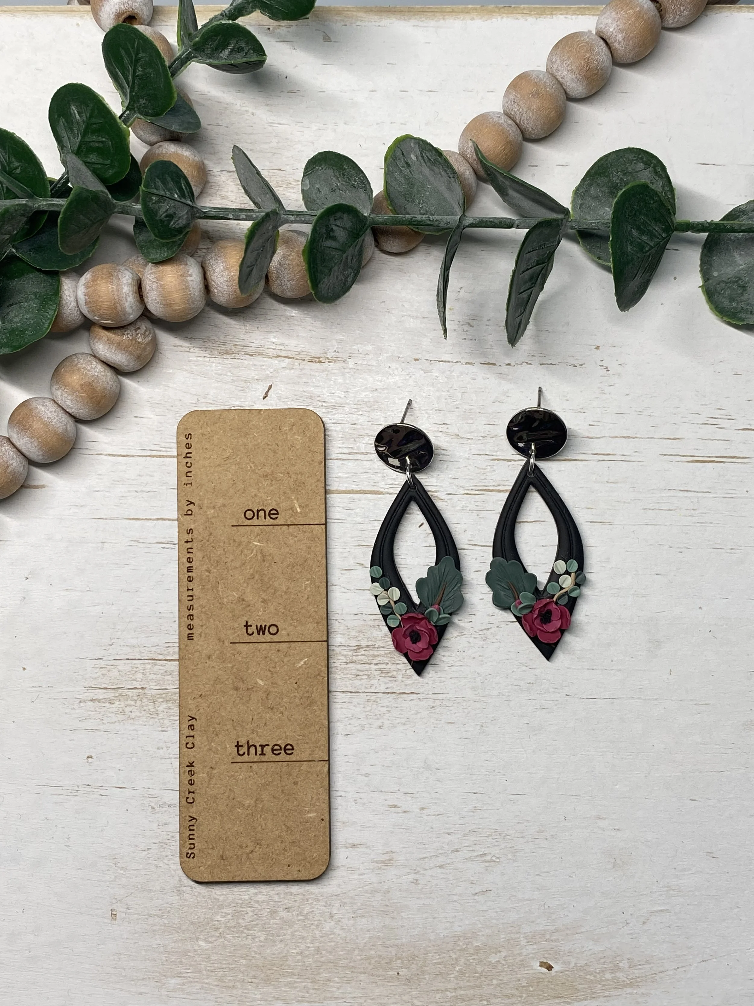 handmade floral polymer clay lightweight earrings