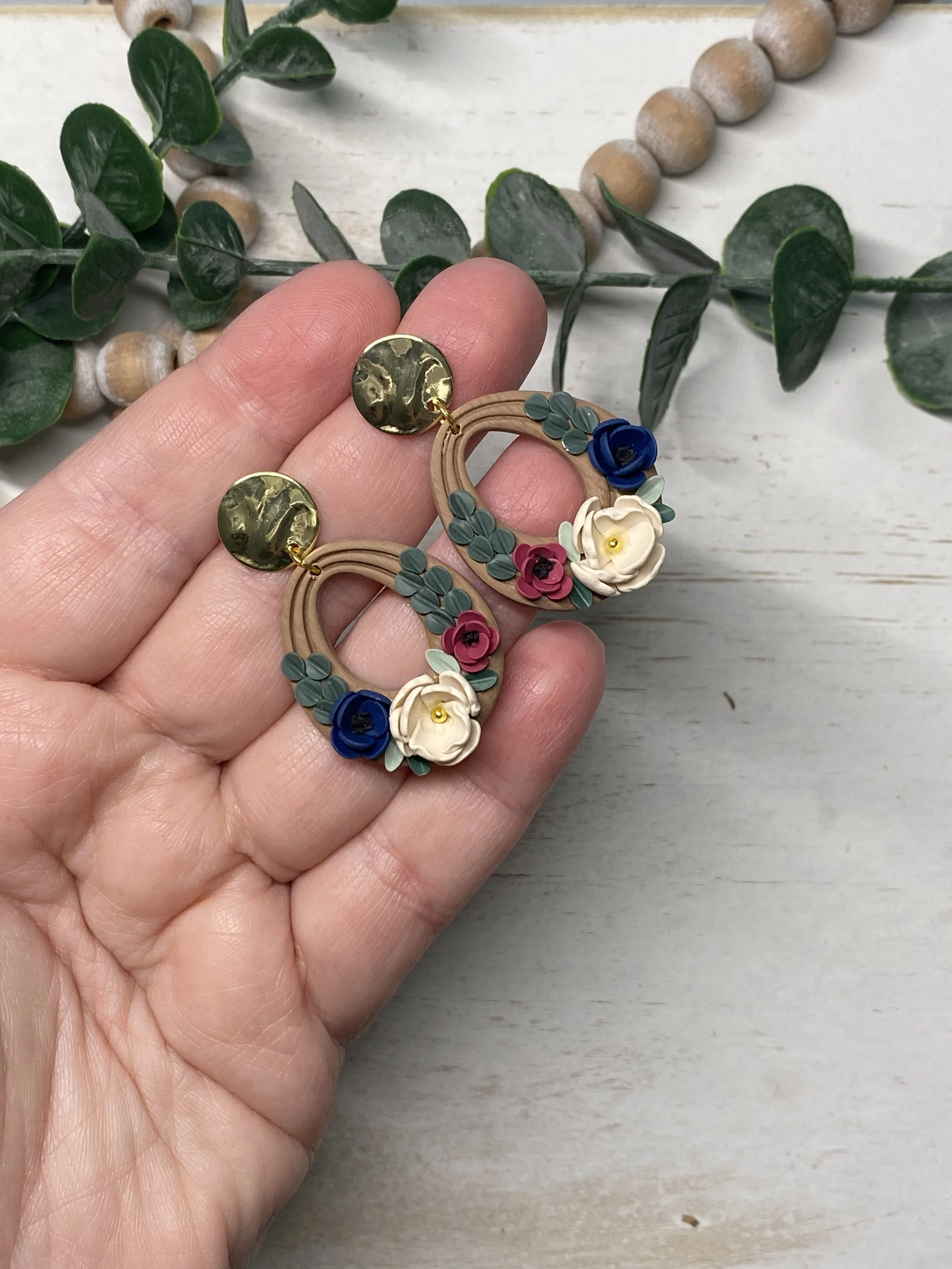 handmade floral polymer clay lightweight earrings