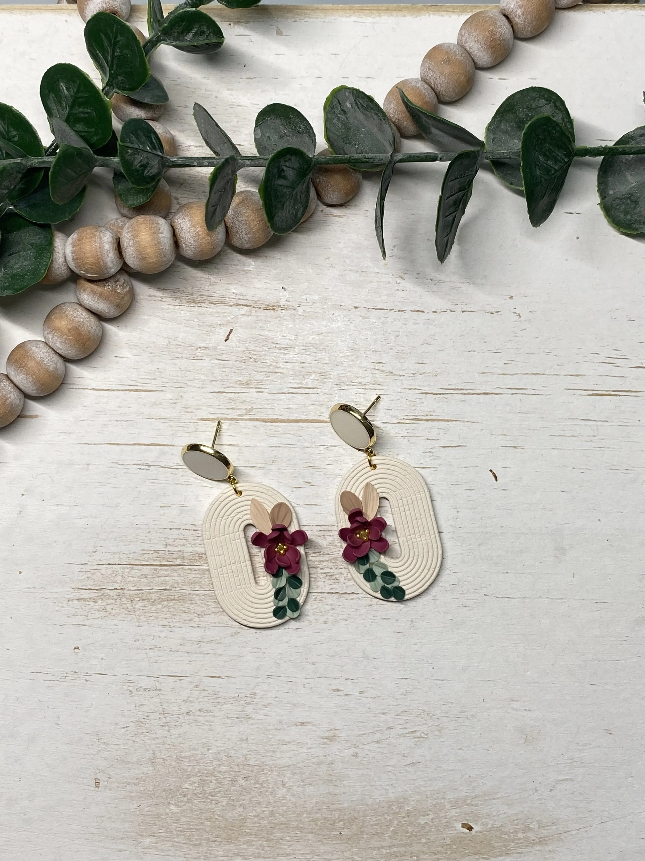 handmade floral polymer clay lightweight earrings
