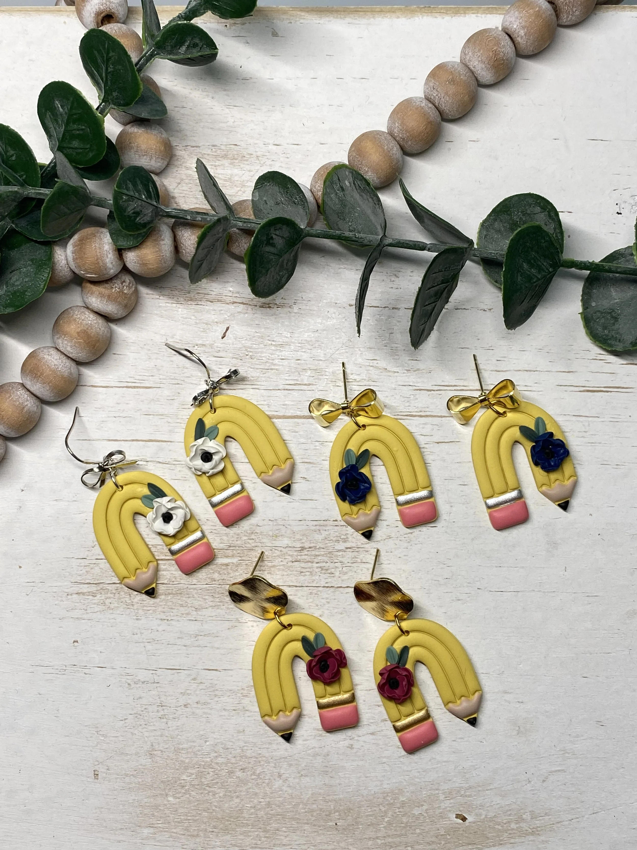 back to school teacher polymer clay earrings