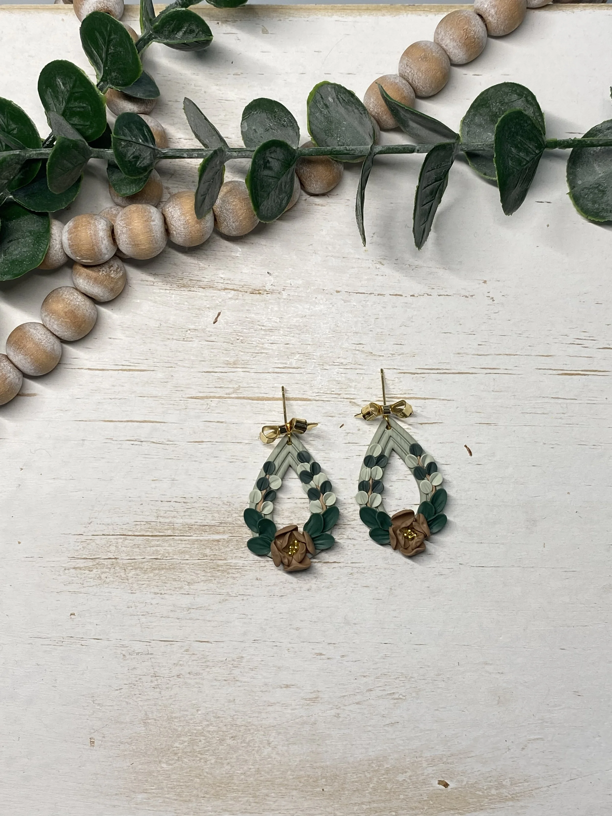 handmade floral polymer clay lightweight earrings