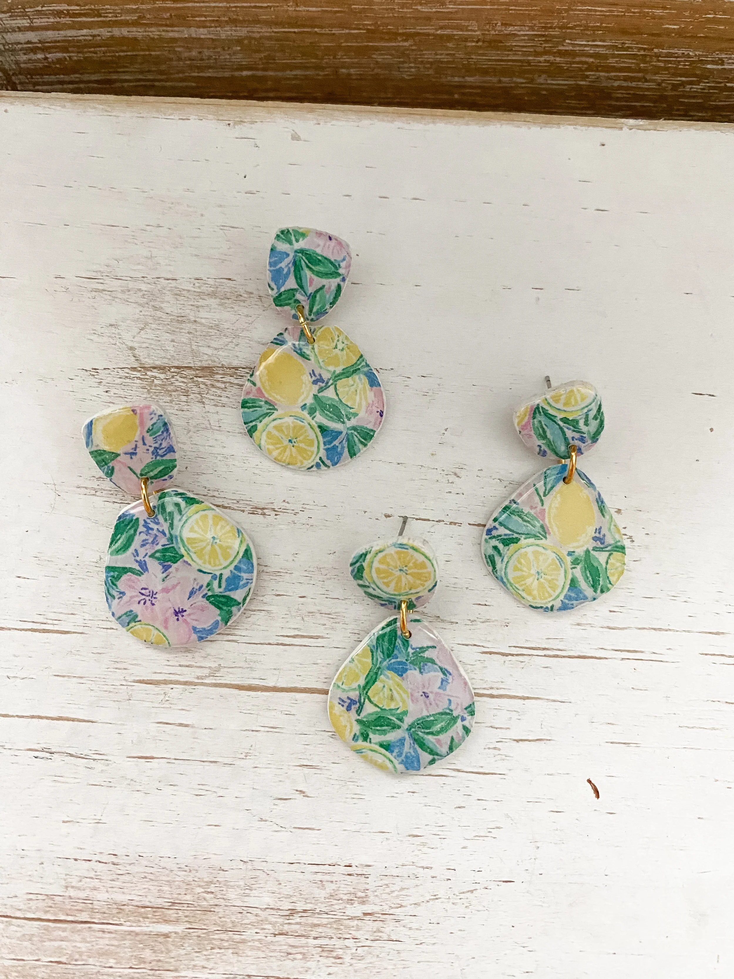colorful tropical summer handmade clay earrings