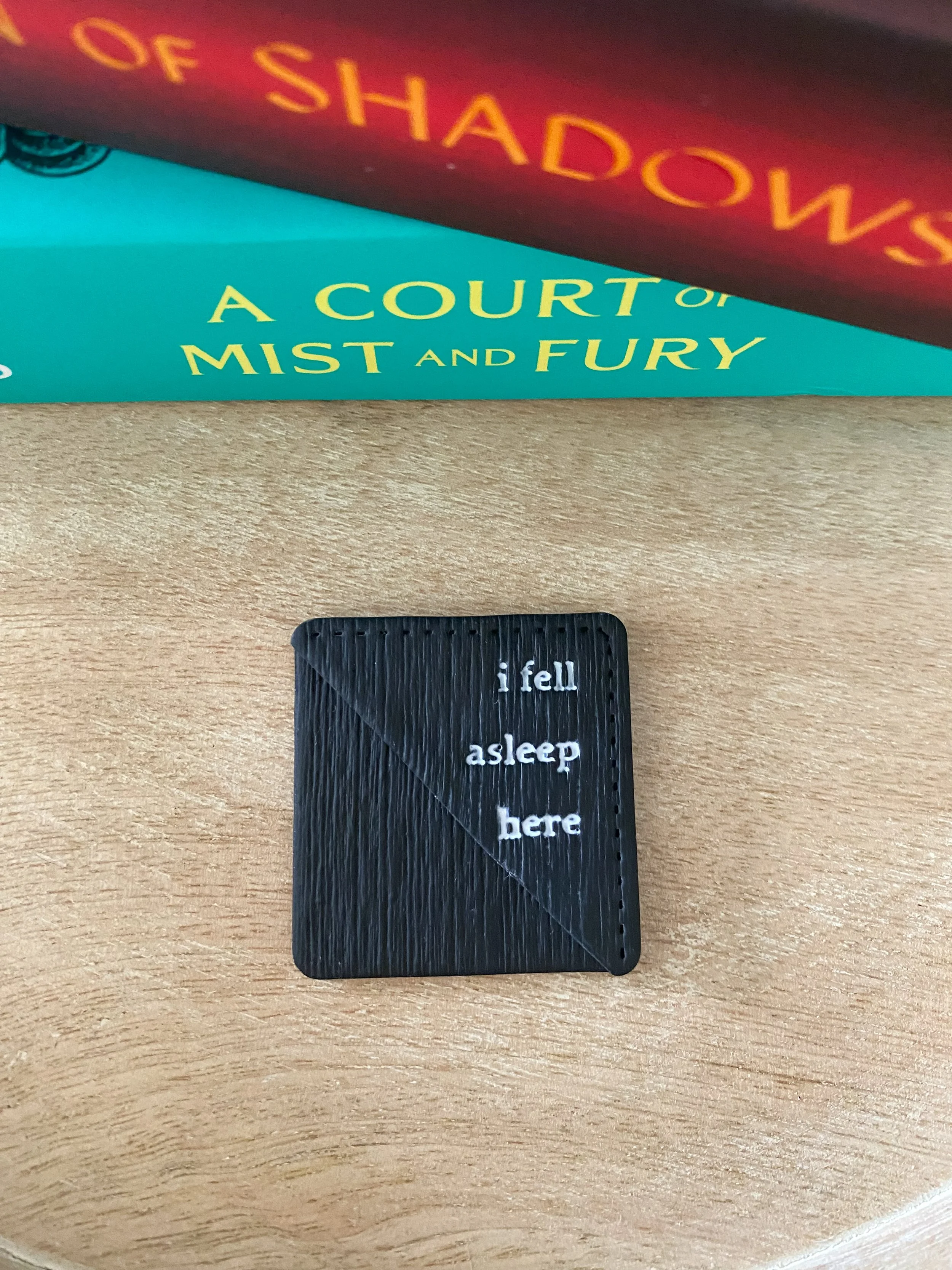 Black handmade polymer clay corner bookmark