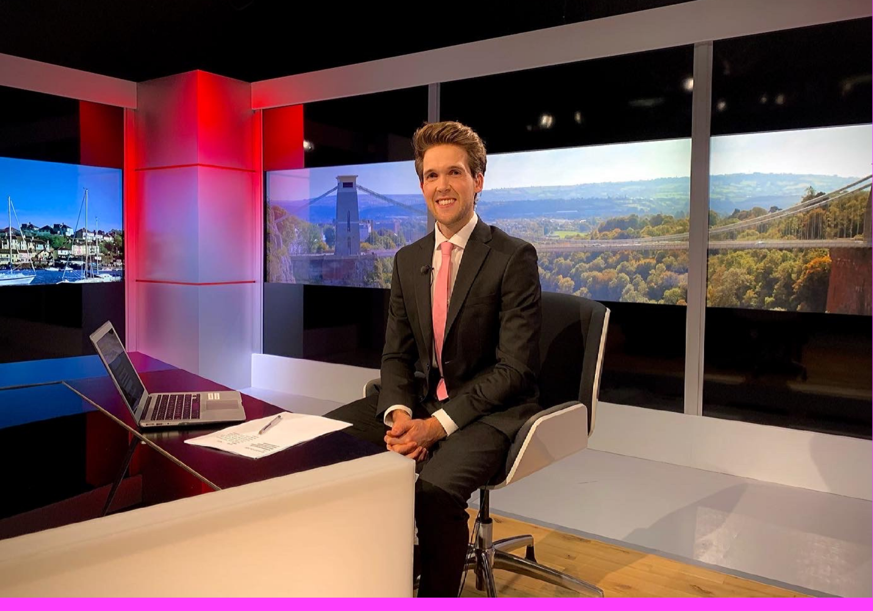 Presenting in the ITV News West Country studio.