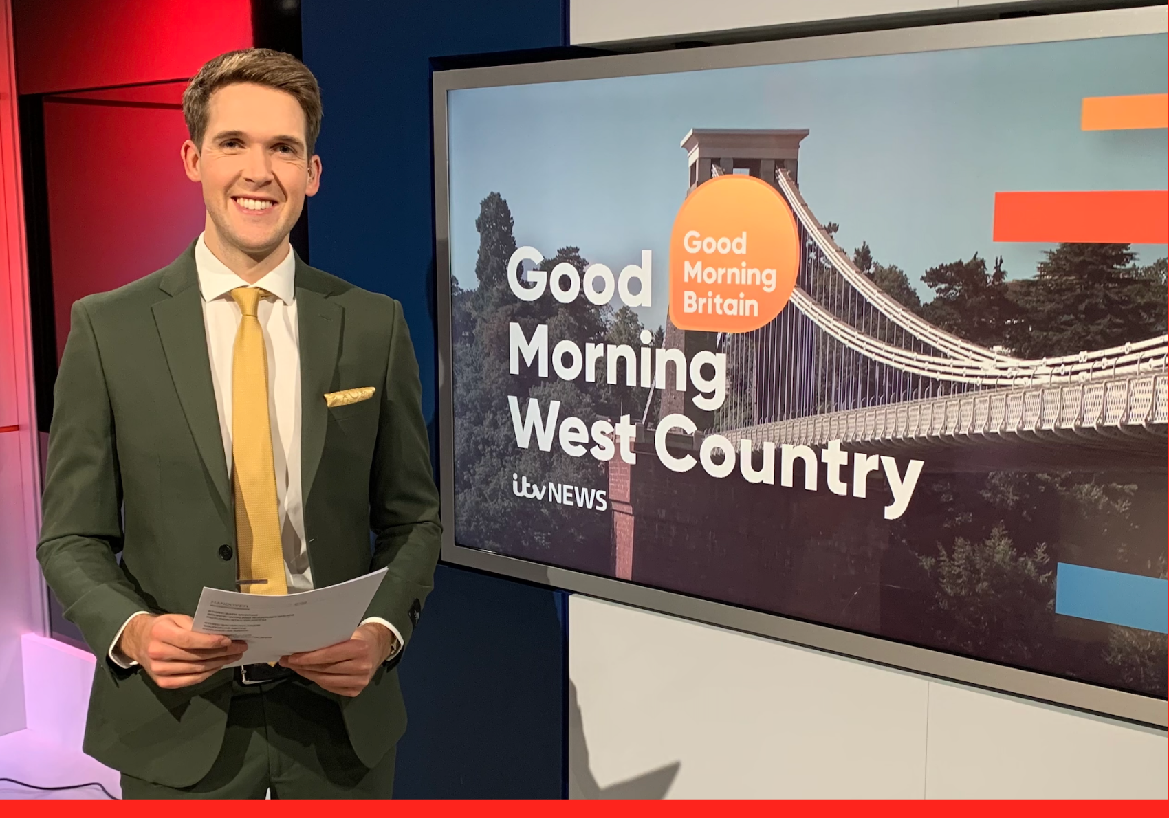 Presenting an early morning news bulletin on ITV News West Country.