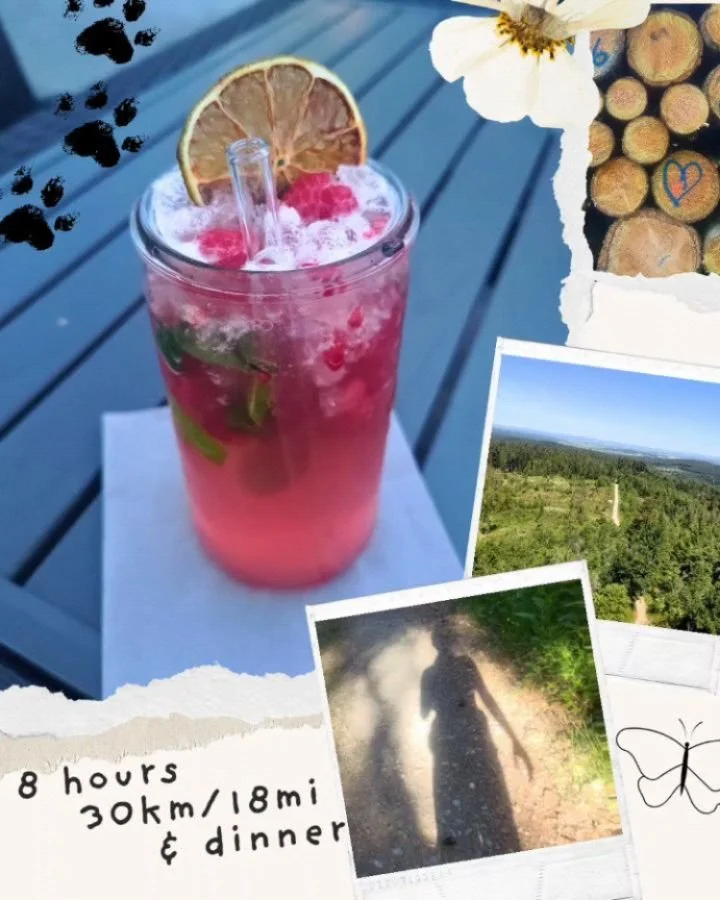 A polar bear 🐻&zwj;❄️, a Lion 🦁 and a monster 👹 went on a hike... they felt so very adventurous that they got lost a couple of times, so four hours turned into eight.
The well deserved dinner afterwards made it ten hours.
I shall say no more, but 