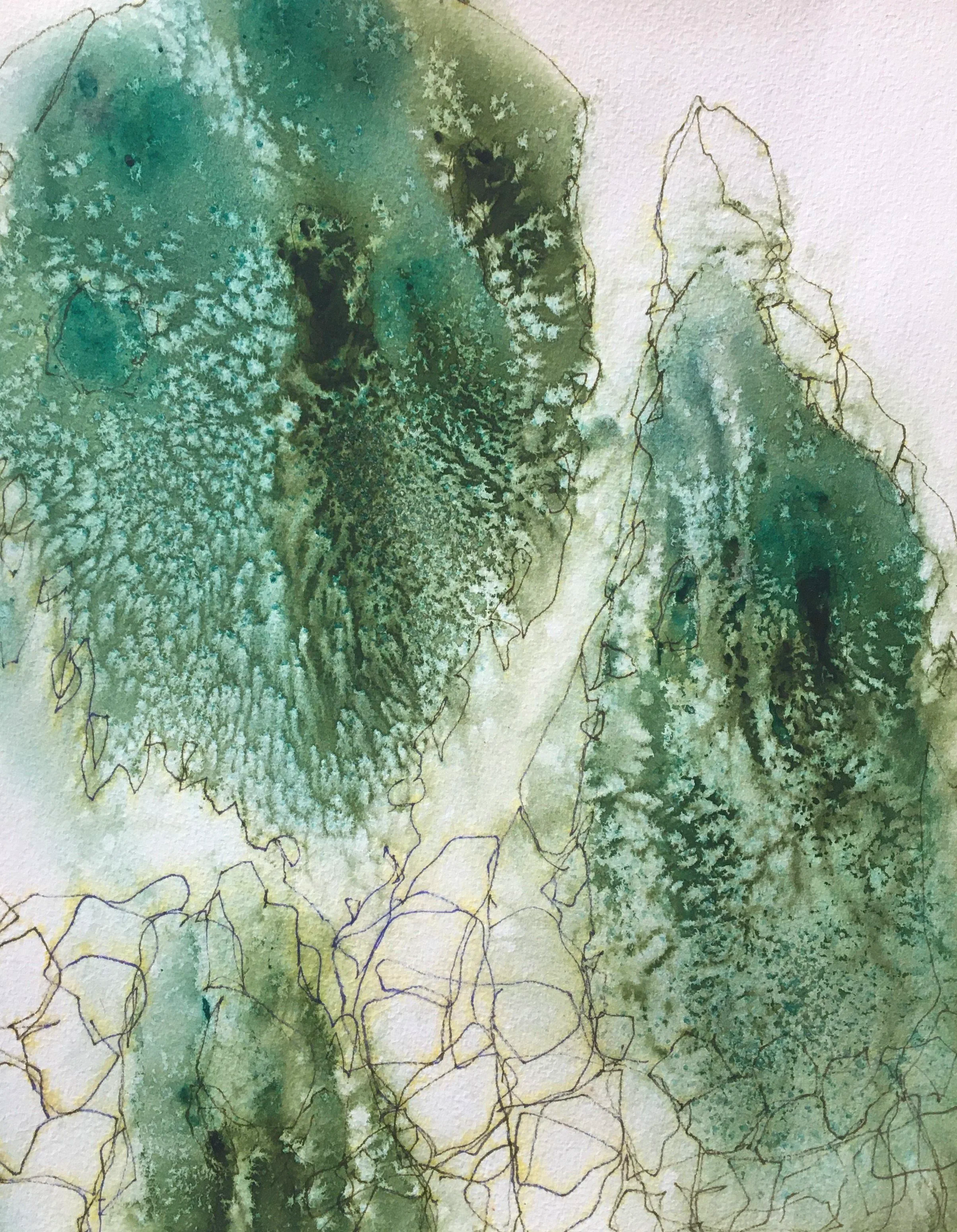 Aquatic Fission
Watercolor and Pen on Paper
14" x 11"
Sold 