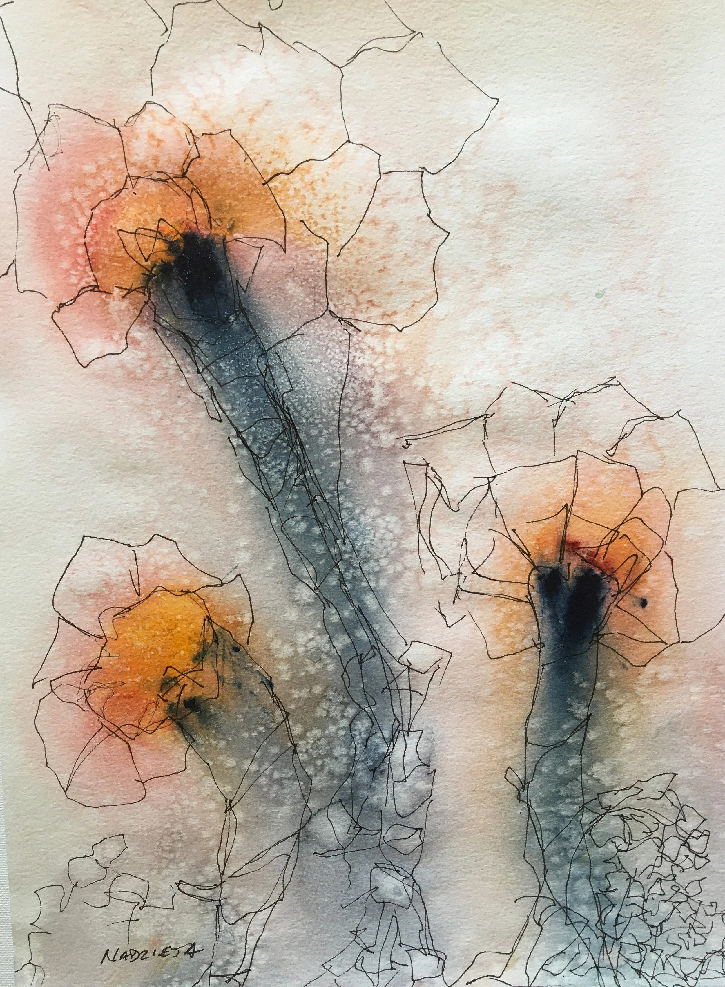 Unexpected Blooms
Watercolor and Pen on Paper
14" x 11"