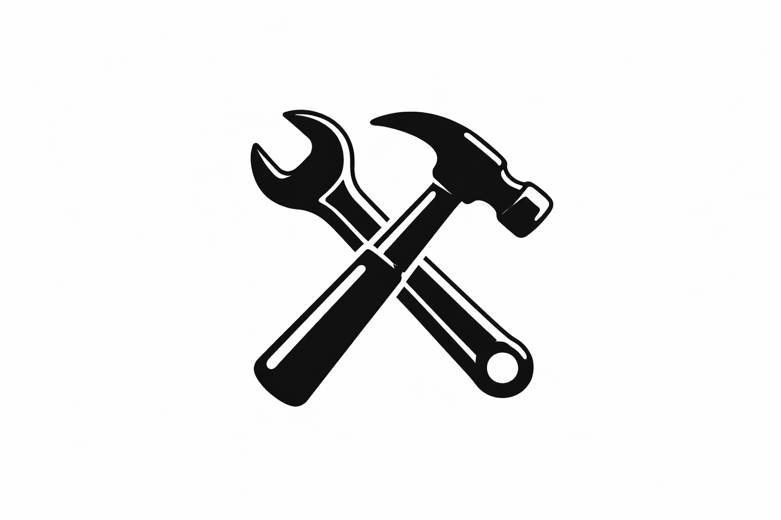 A black-and-white icon of a wrench and a hammer crossed over each other.
