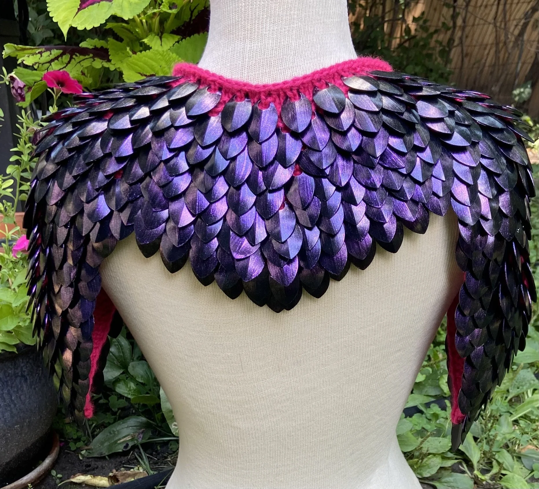 Scalemail Collar/Shoulder Armor - Black and Pink