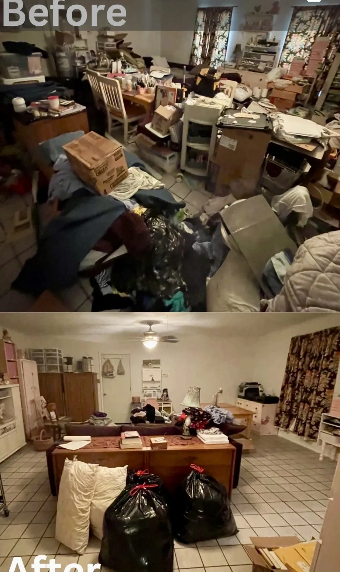 Hoarding organizing project in Sugar Land by Crystal Aura Organizing creating a clean, functional space.