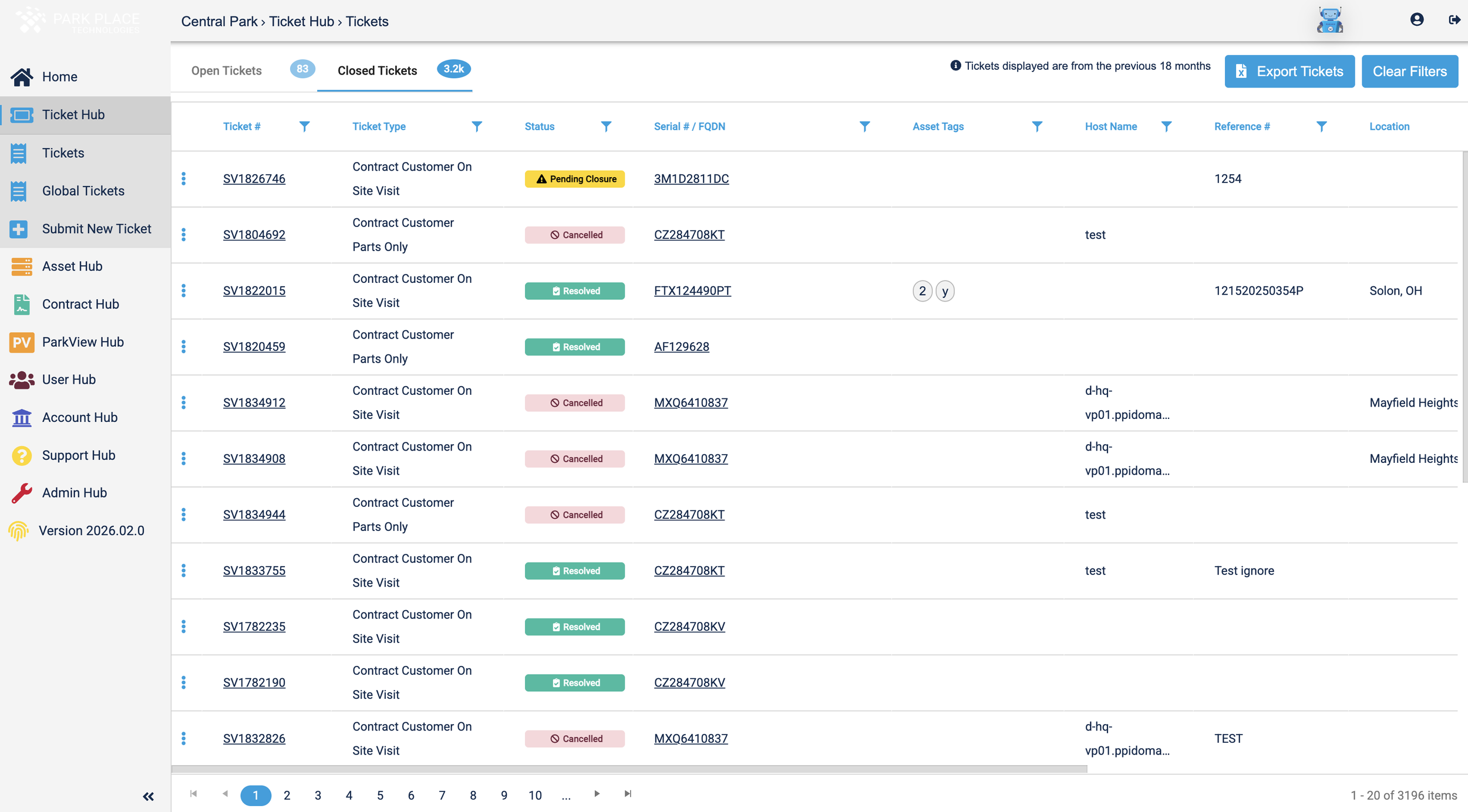 Ticket hub using legacy components and layouts