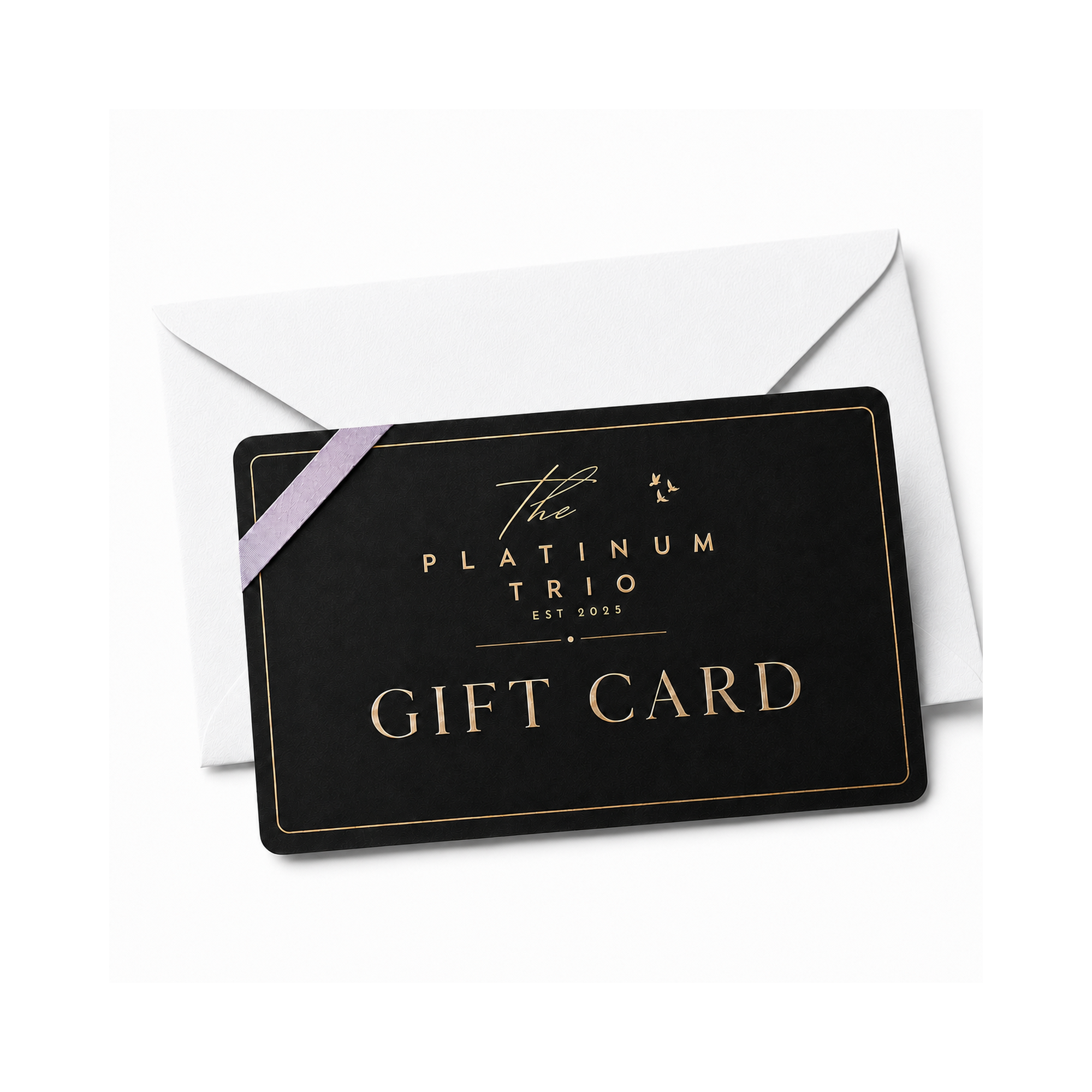 The Platinum Trio digital gift card displayed with a white envelope