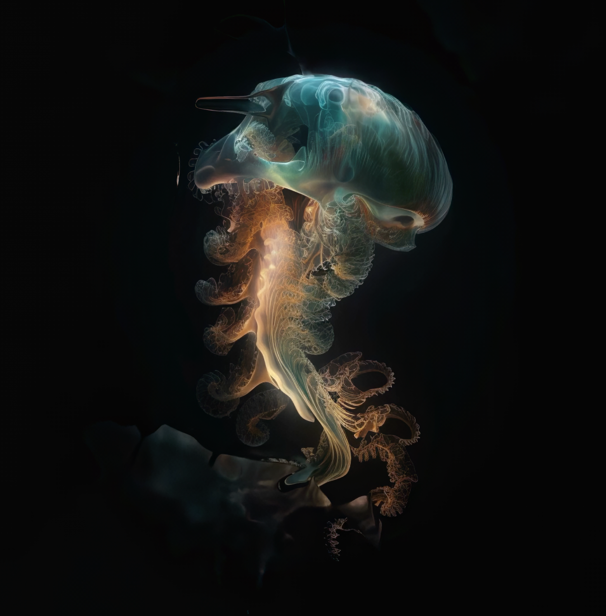Colorful, ethereal digital art of a jellyfish