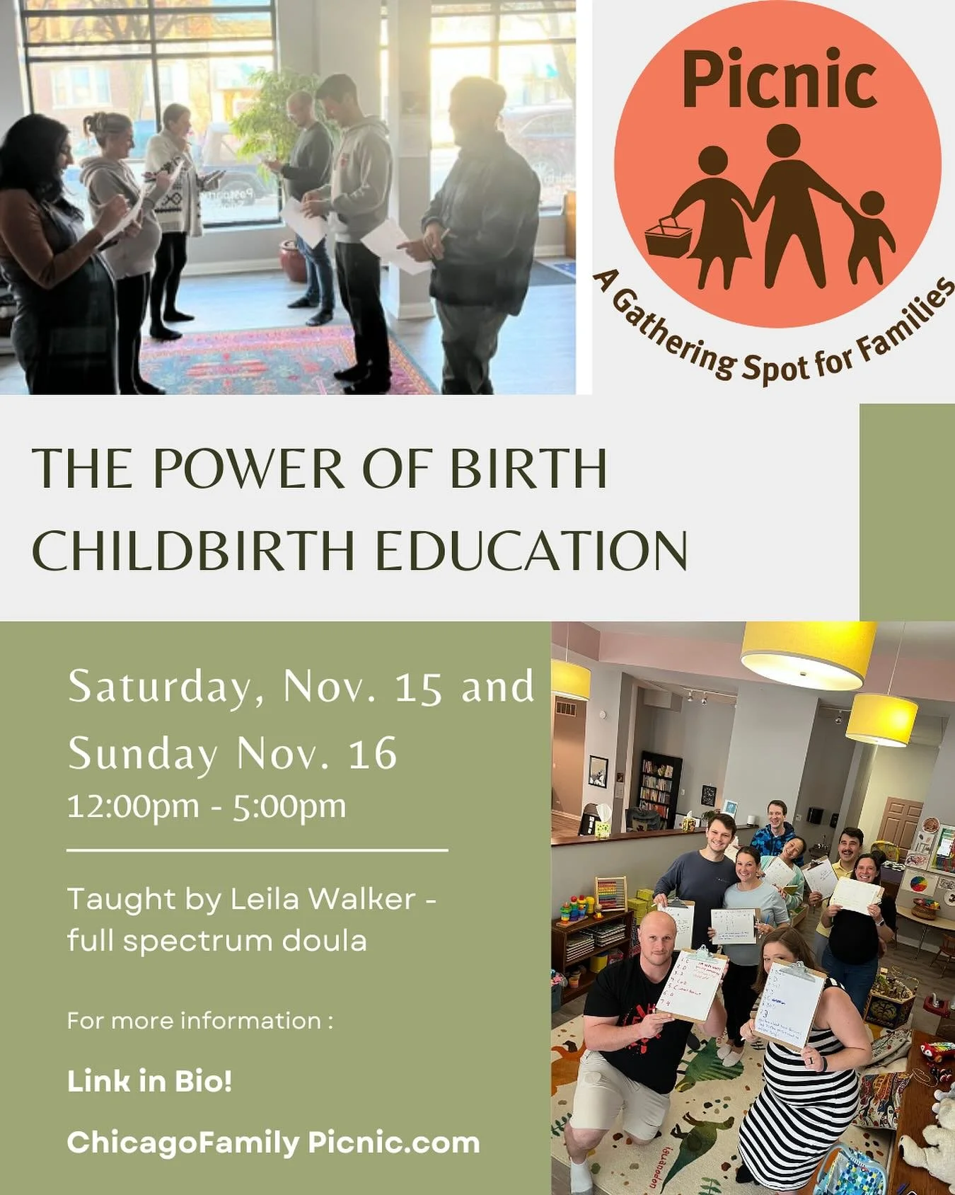 Looking for a November childbirth education class? Look no further, because I'm teaching a two-day weekend intensive at @familypicnicchi 11/15-16! Class is from 12-5 both days and I will probably bake muffins as part of our snack table. See the link 