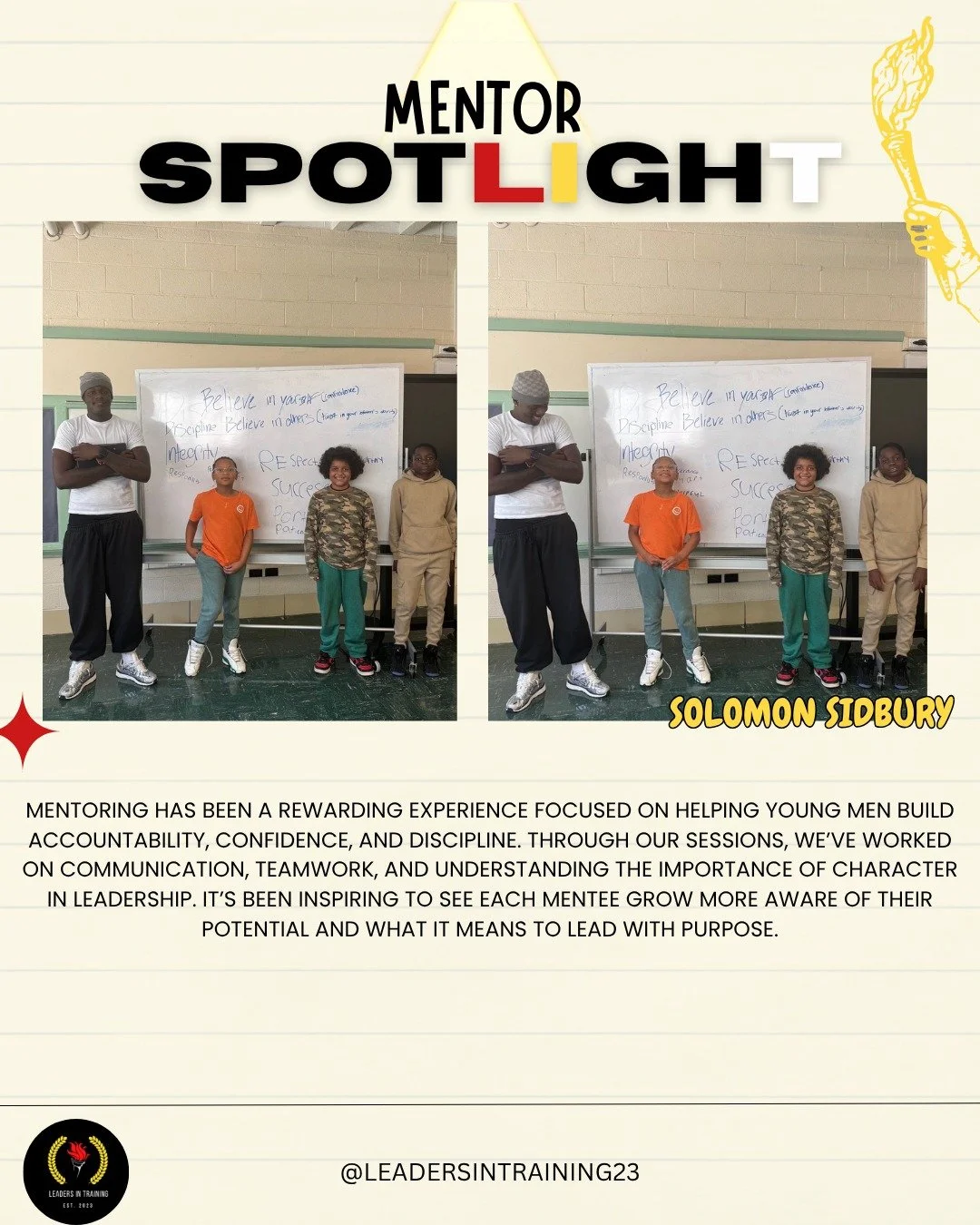 Huge shoutout to this week&rsquo;s Mentor Spotlight, Solomon Sidbury! Your dedication to building confidence and teamwork among your mentees truly stands out. Thank you, Solomon, for your hard work and positive impact! ❤❤ #MentorMondays #youthempower