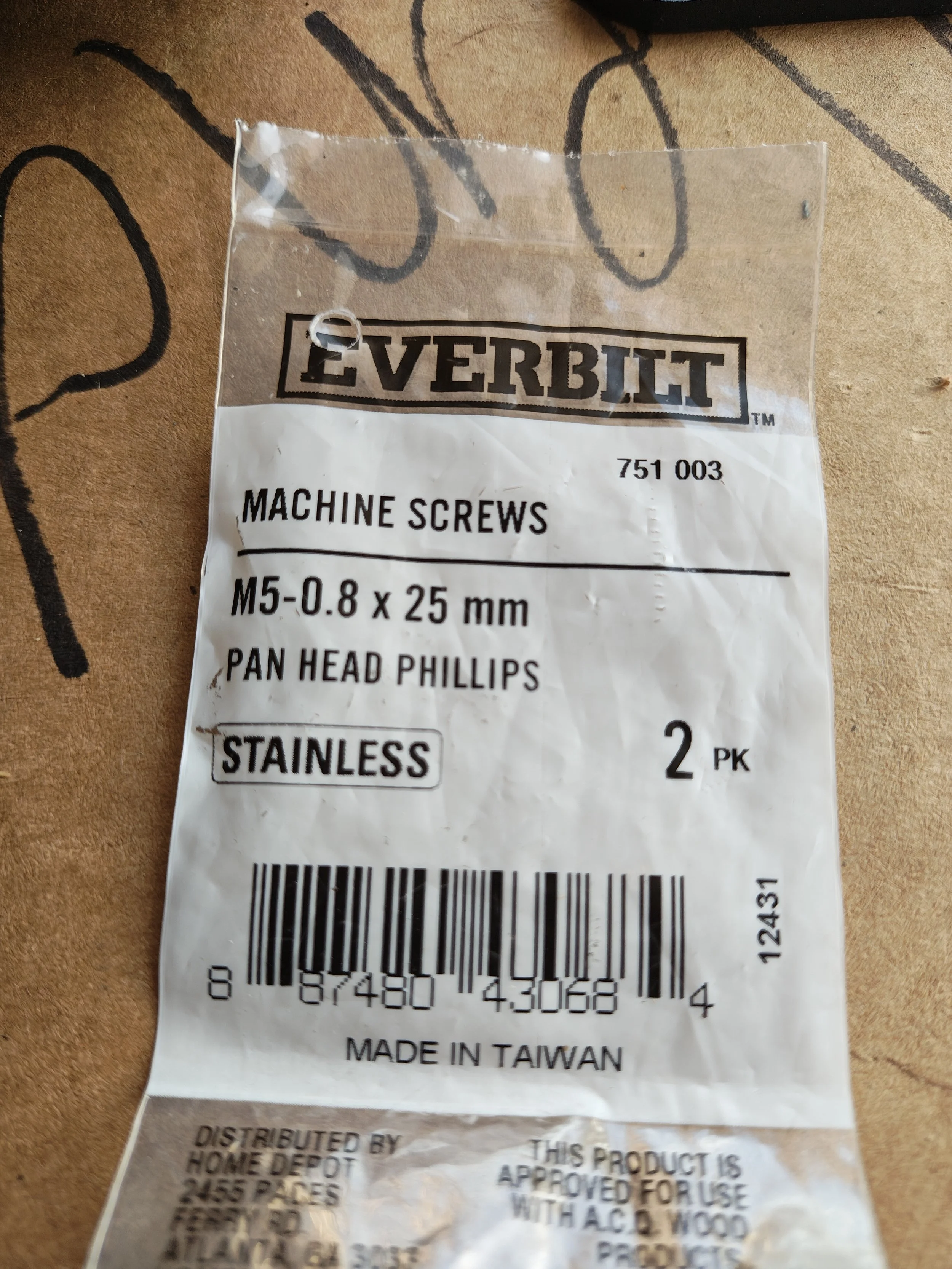 This is the 25mm screws I used from Home Depot.