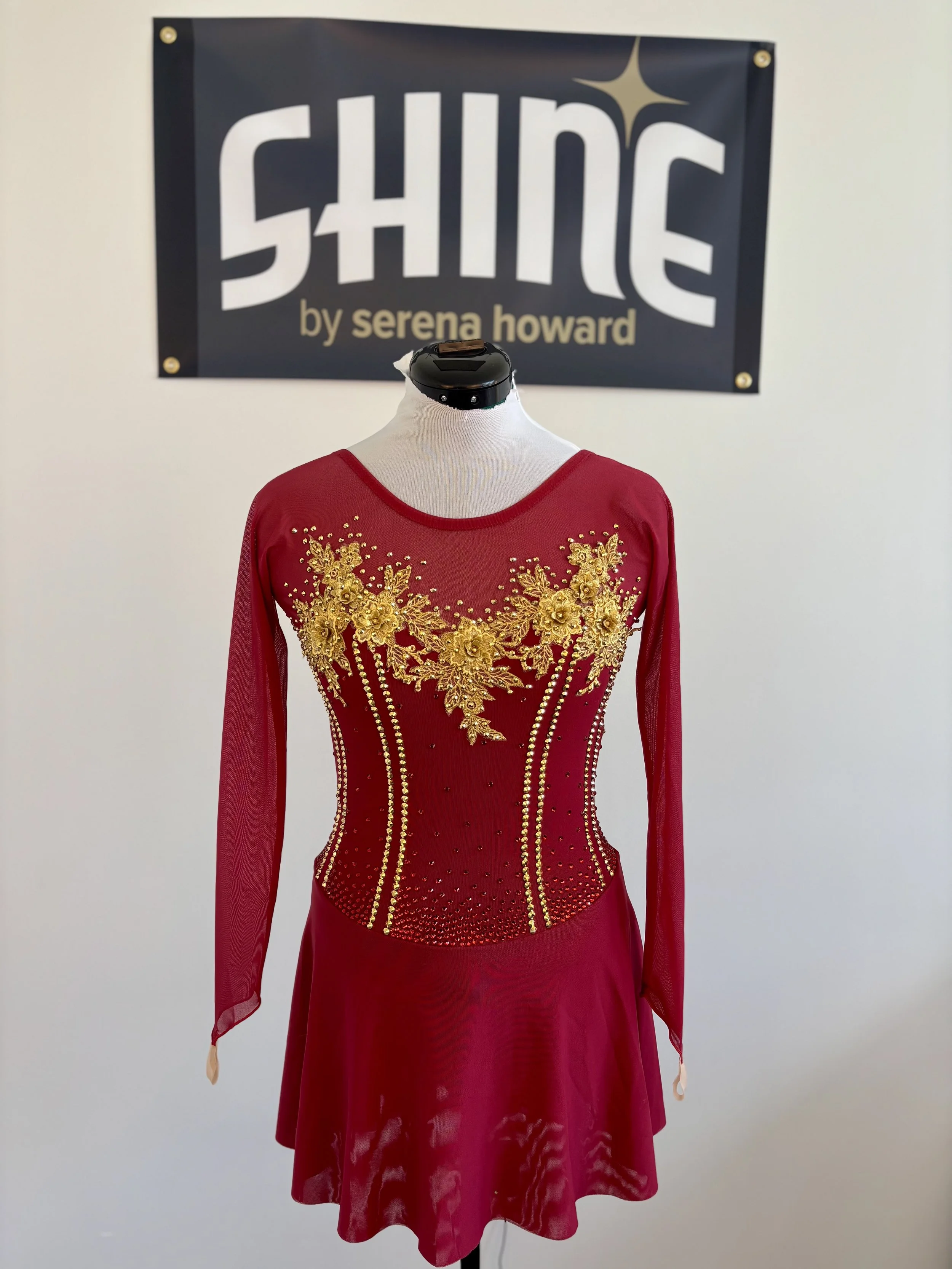 Maroon & Gold Floral Dress