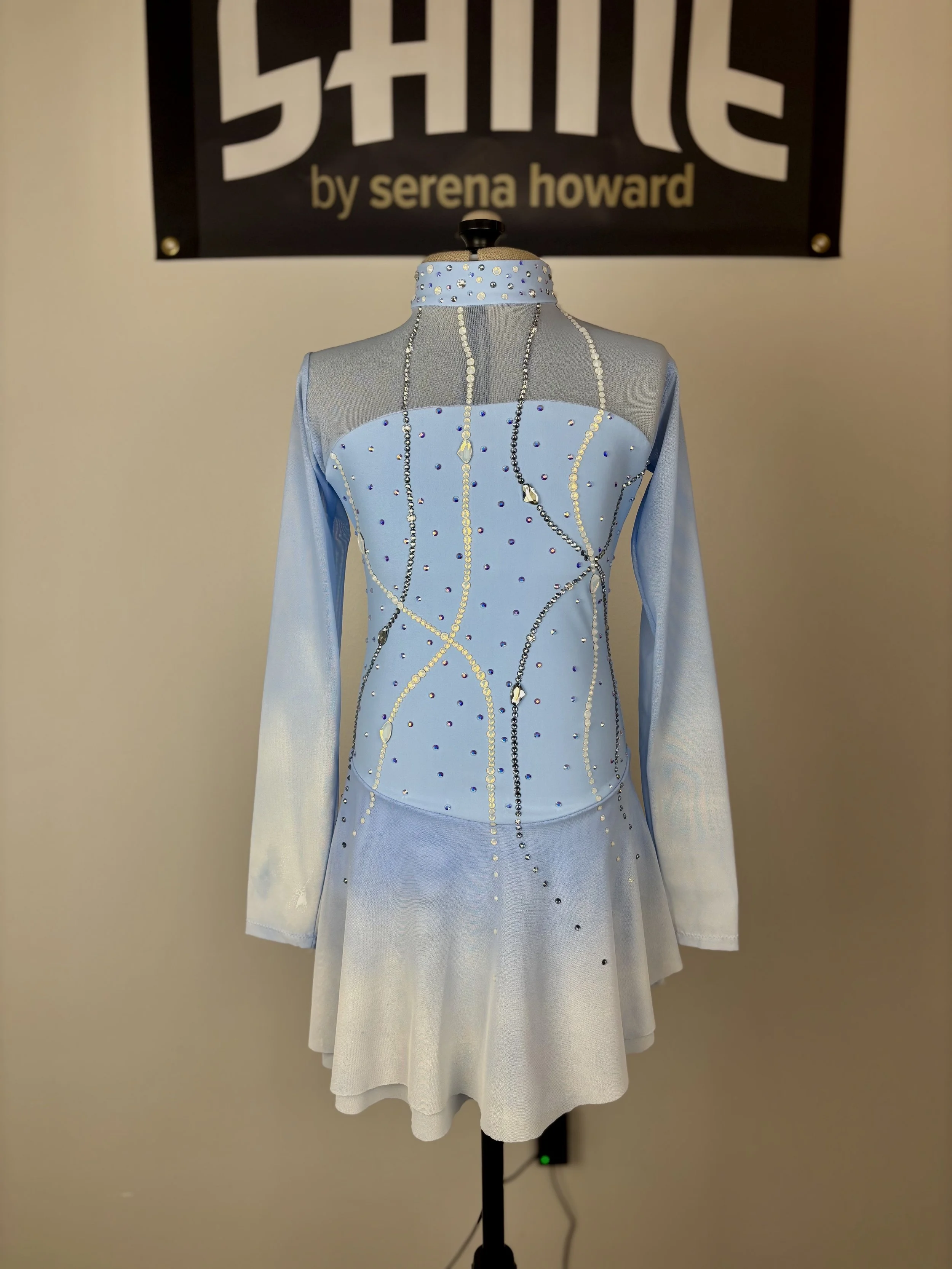 Blue & White Airbrushed Dress