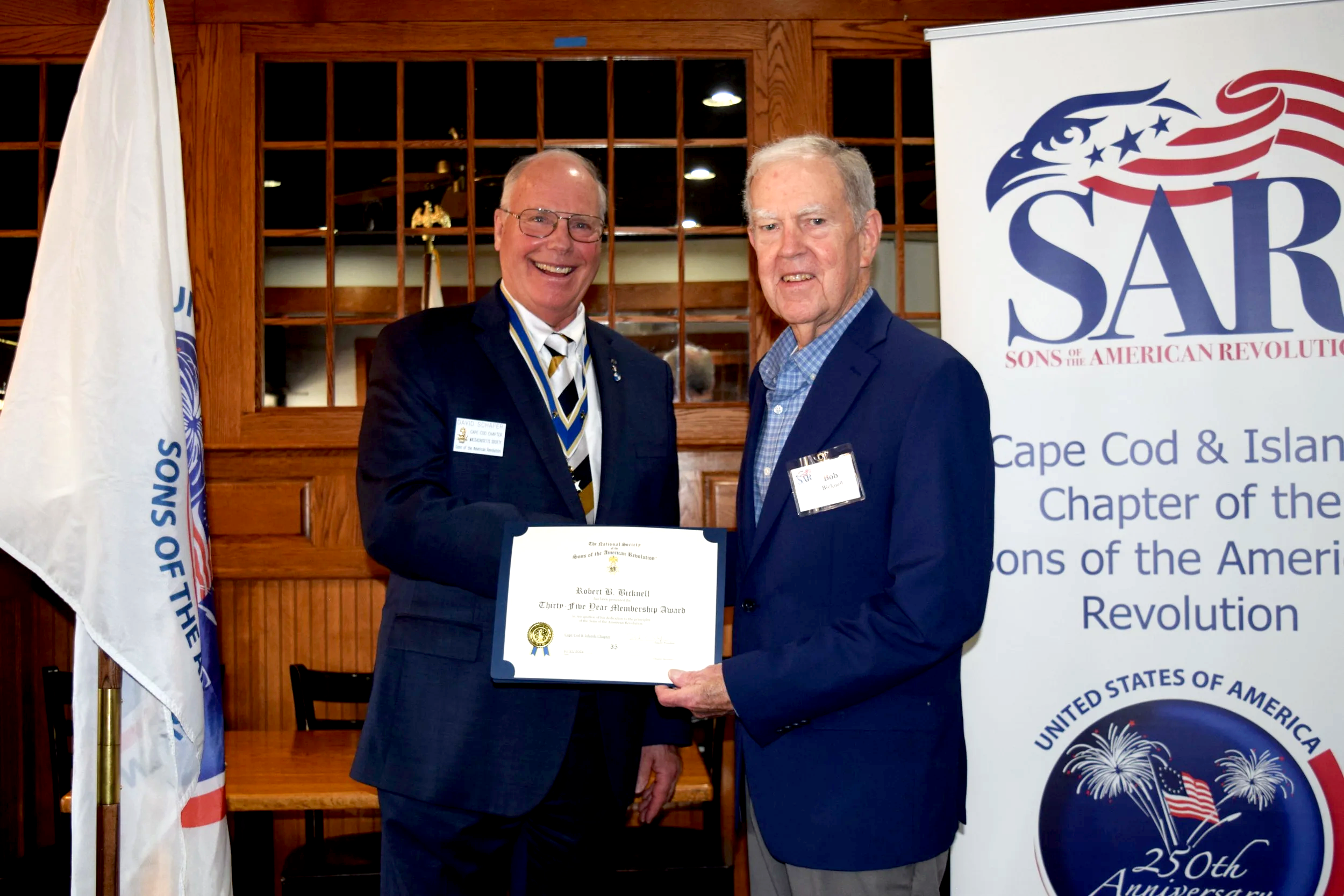 Receiving 35 Year Membership Certificate