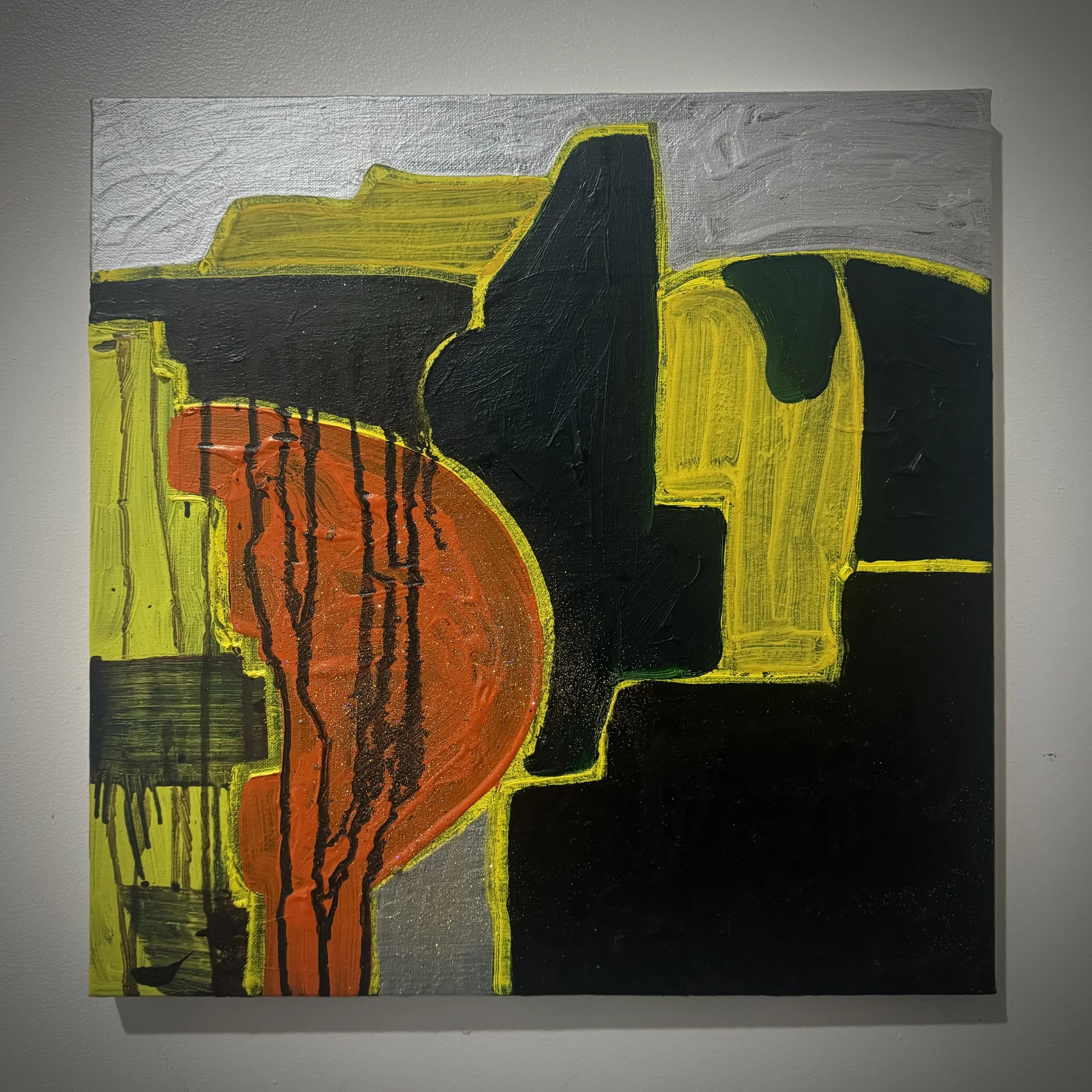 Bean-plant, 2026, Oil and acrylic on canvas, 18 x 18 inches