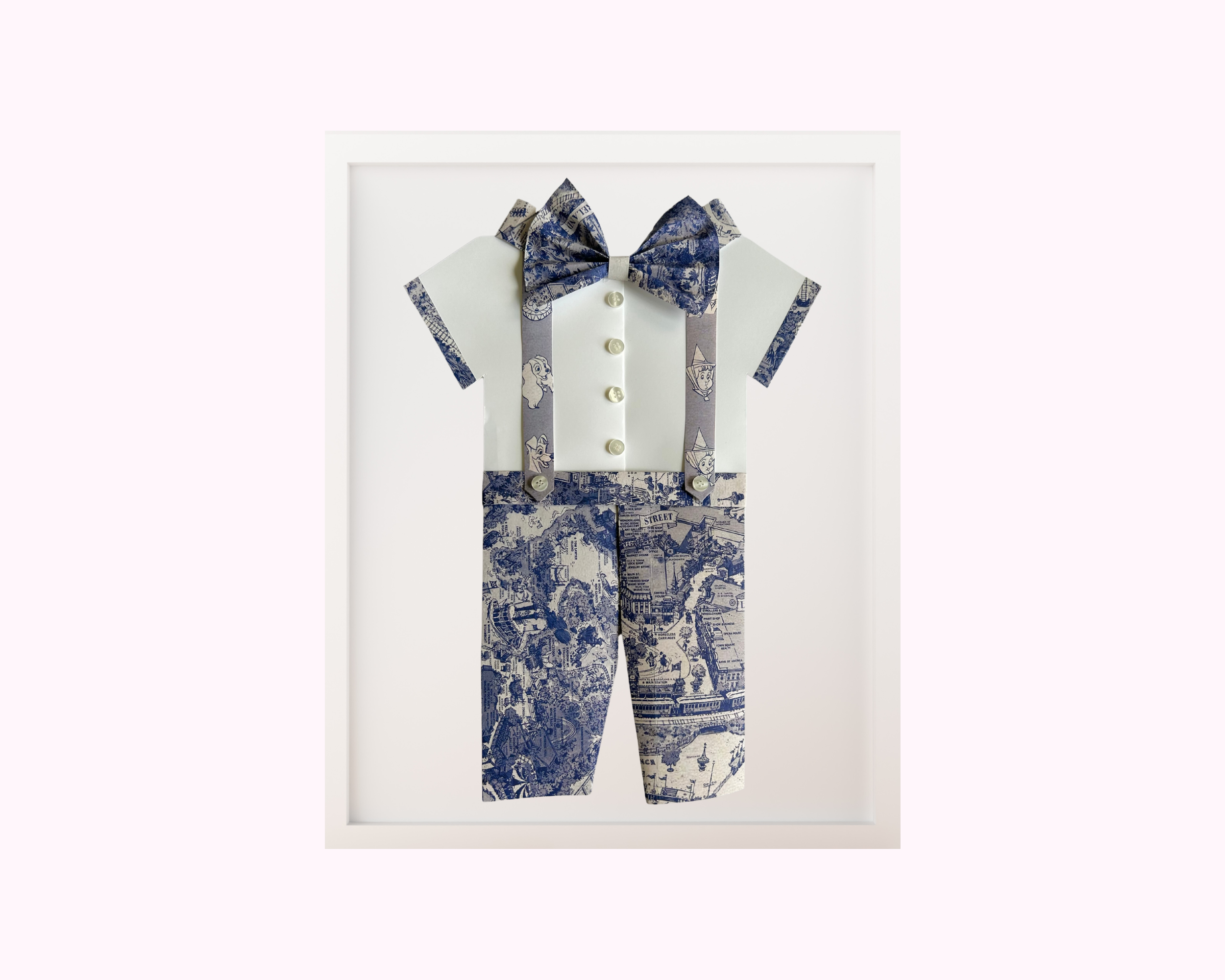 Paper Boy Romper Artwork - Disneyland Map Blue/White Toile
