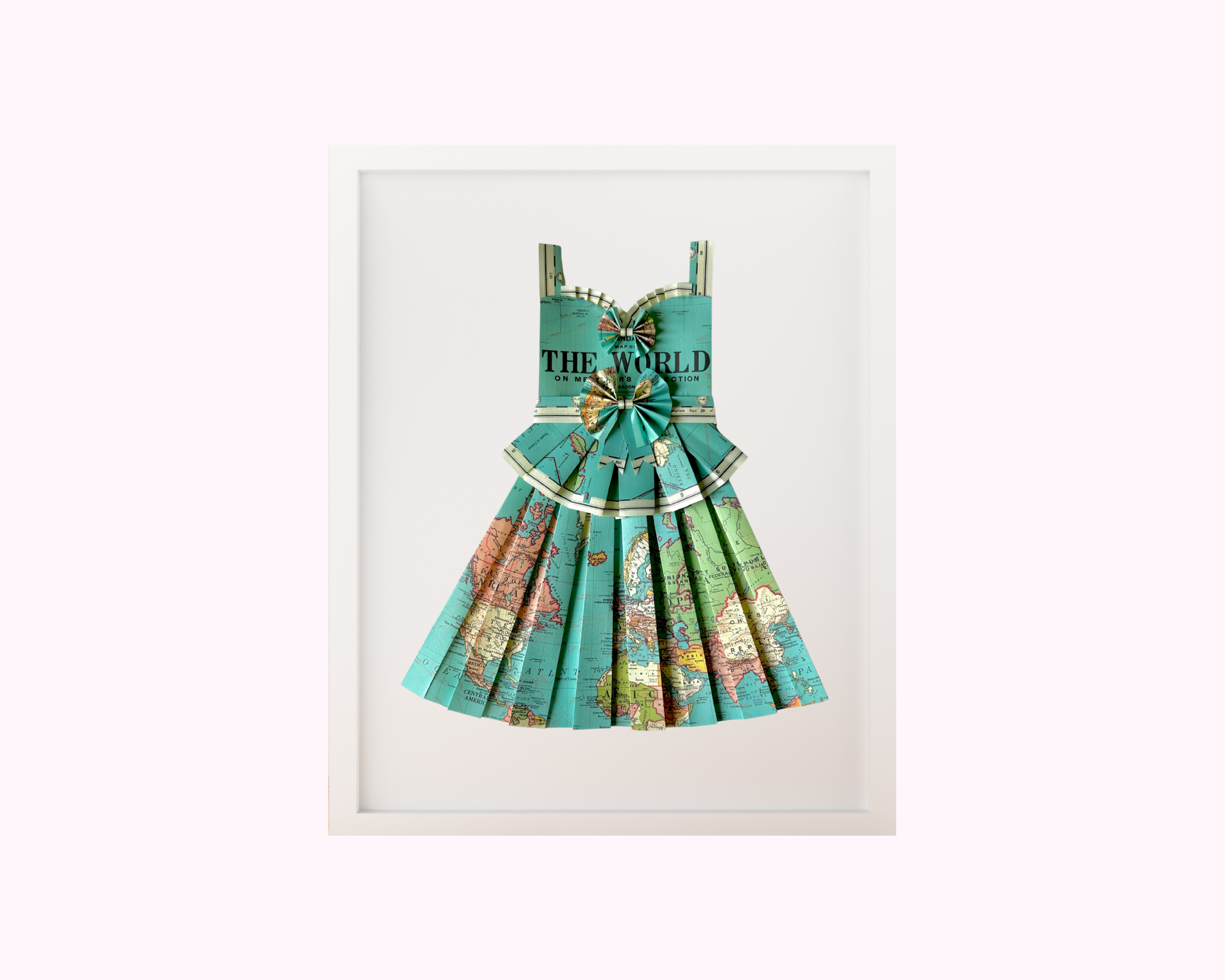 Paper Dress Artwork - Blue World Map