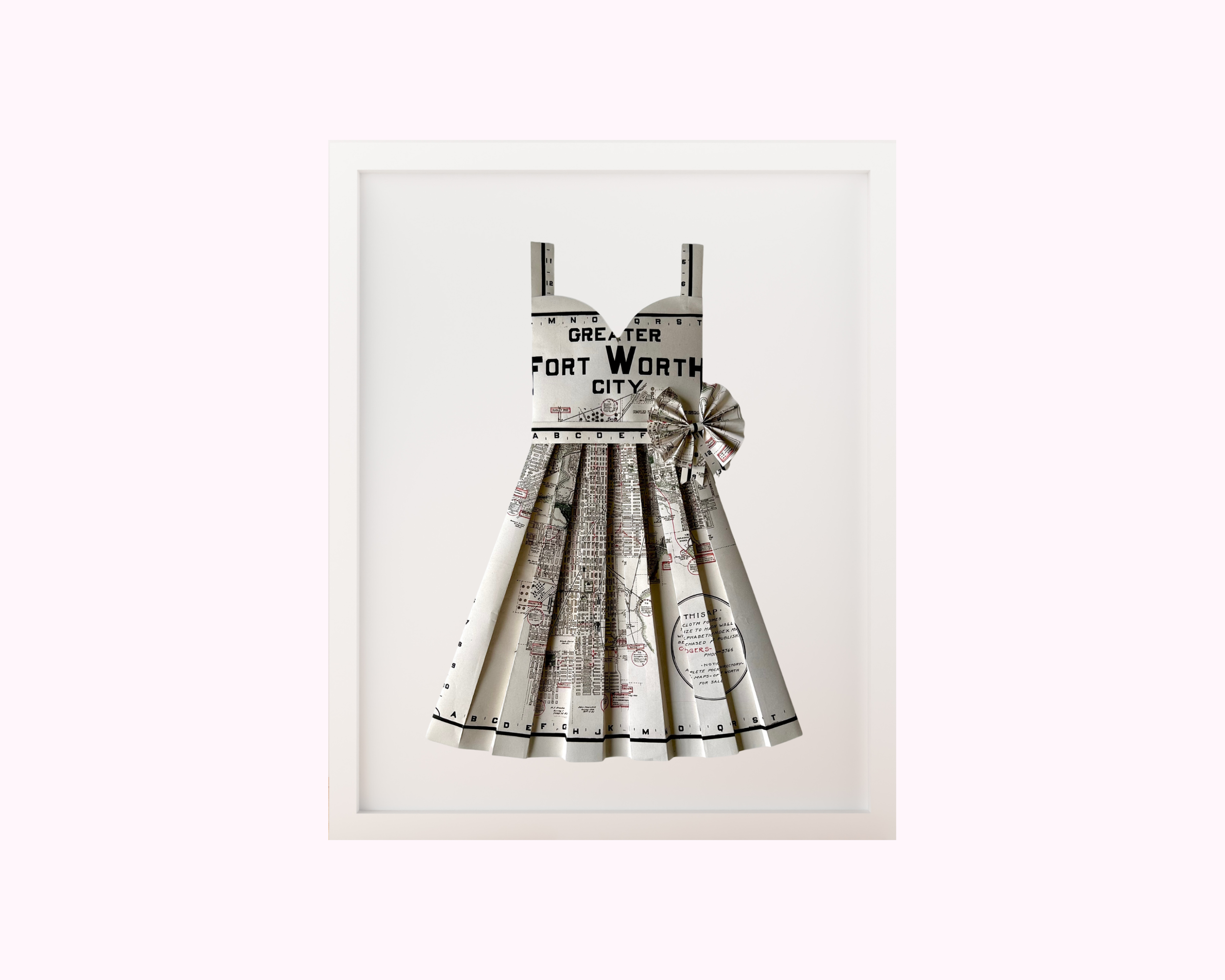 Paper Dress Artwork - Fort Worth Texas Map