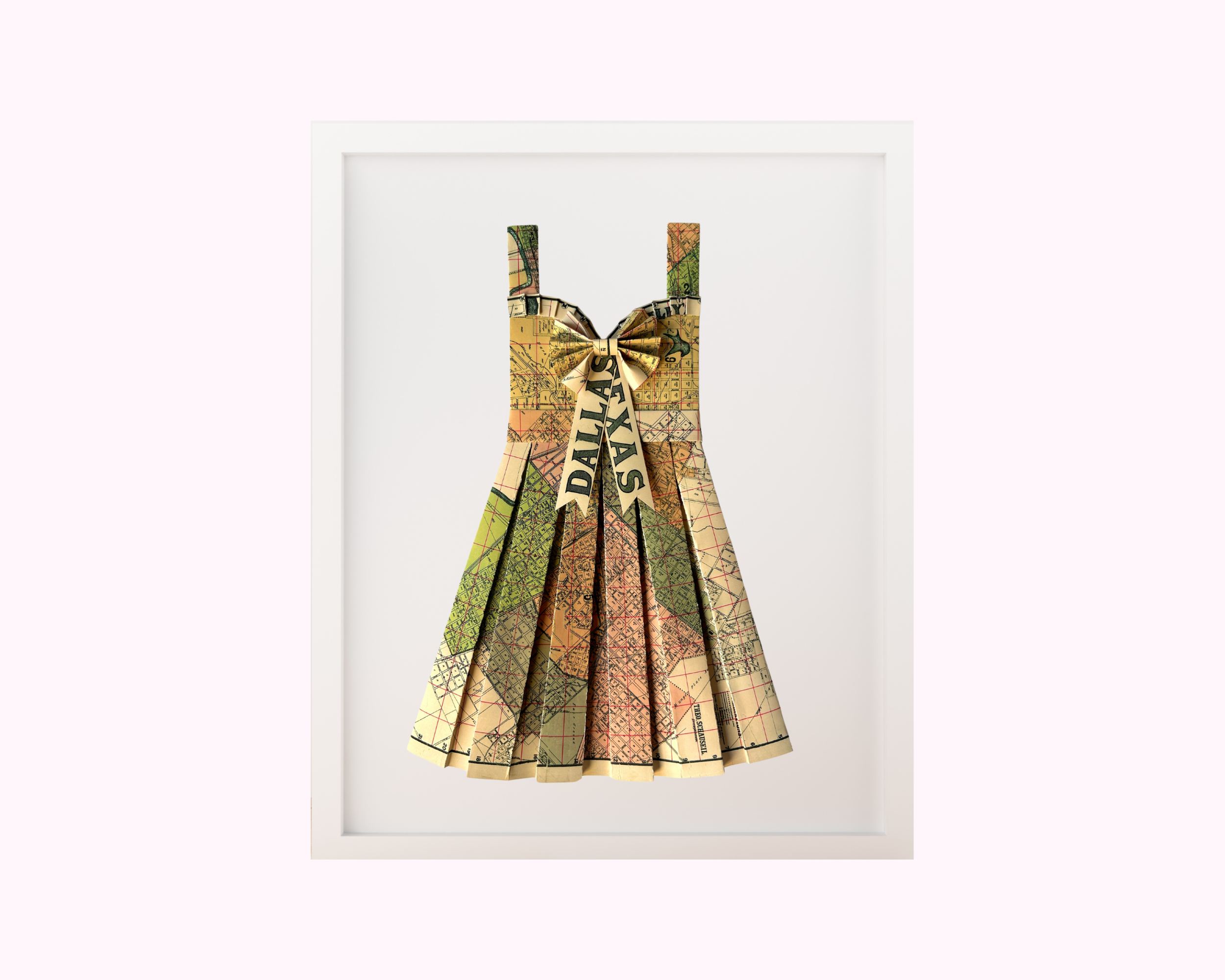 Paper Dress Artwork - Dallas Texas Colorful Map