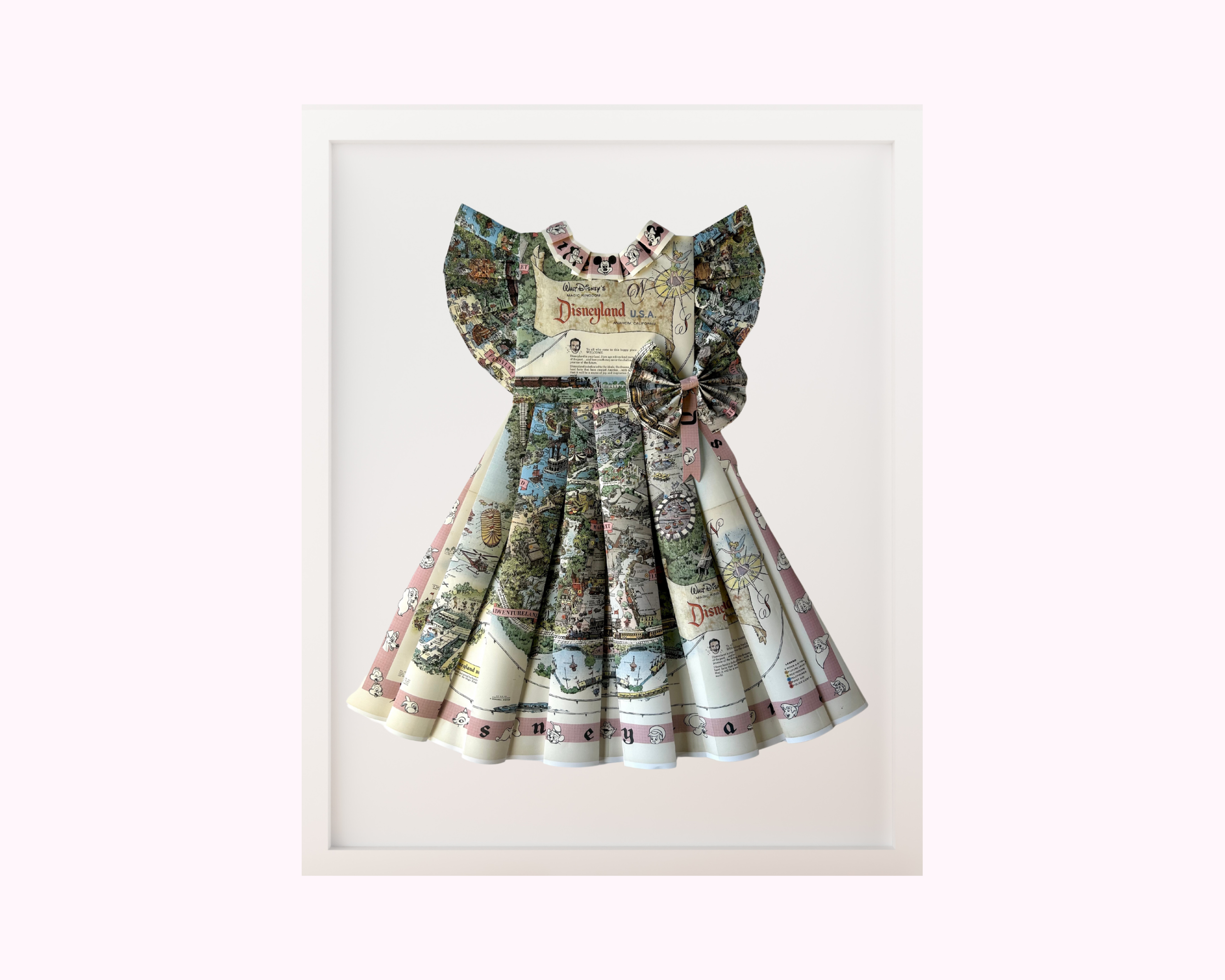 Paper Dress Artwork - Disneyland Map Pink