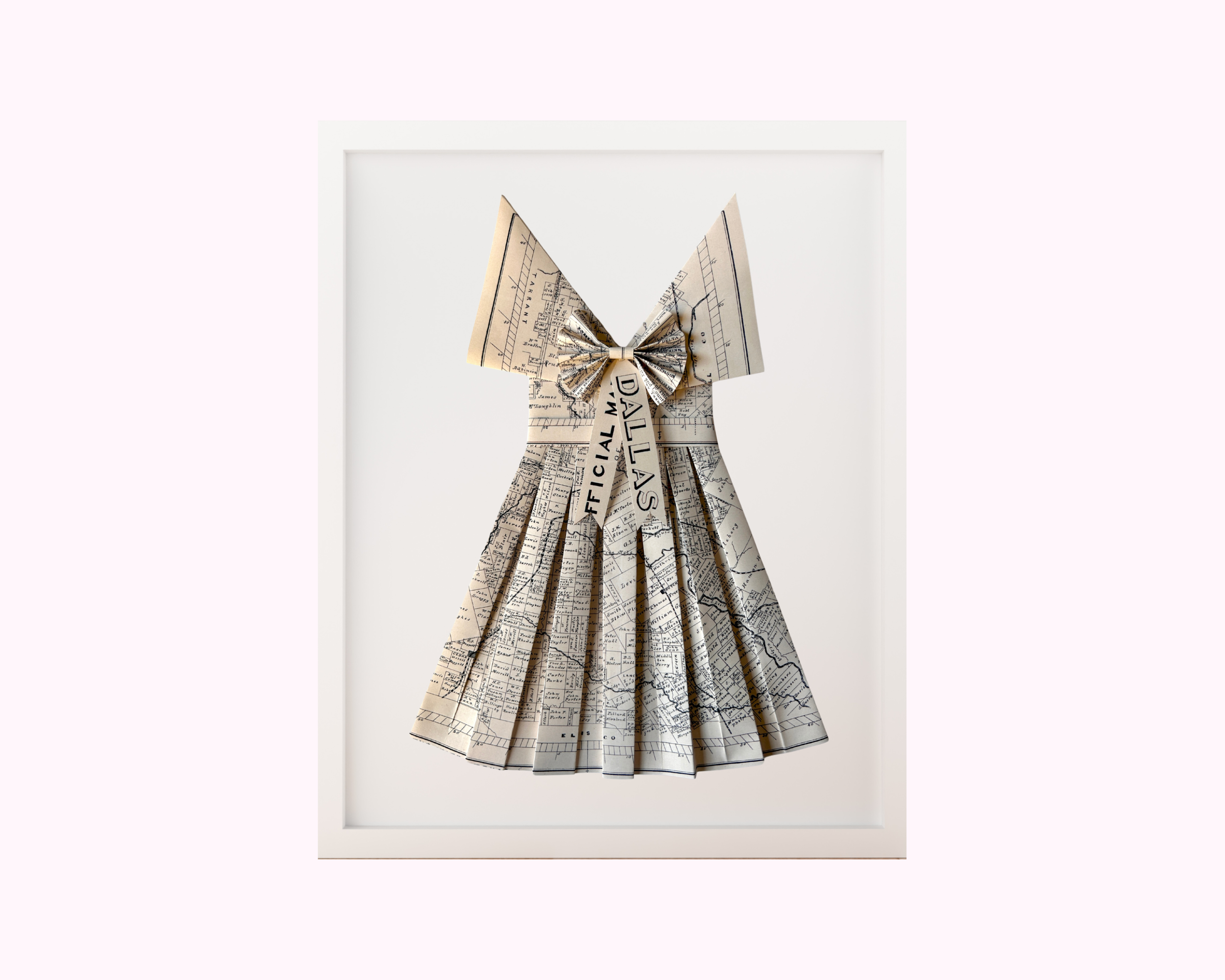 Paper Dress Artwork - Dallas Texas Sketch Map