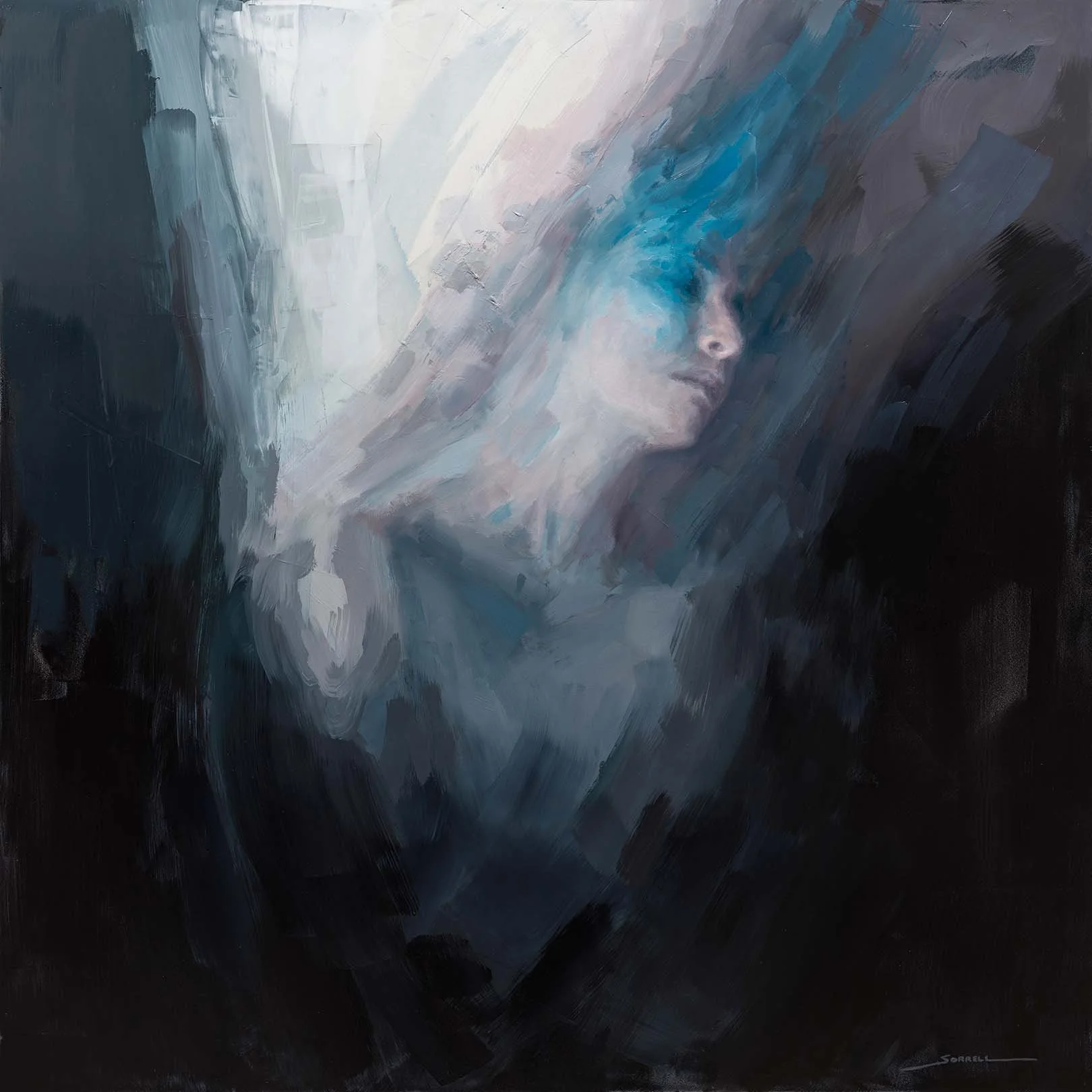 "Restrain", 36x36 inch, oil on panel