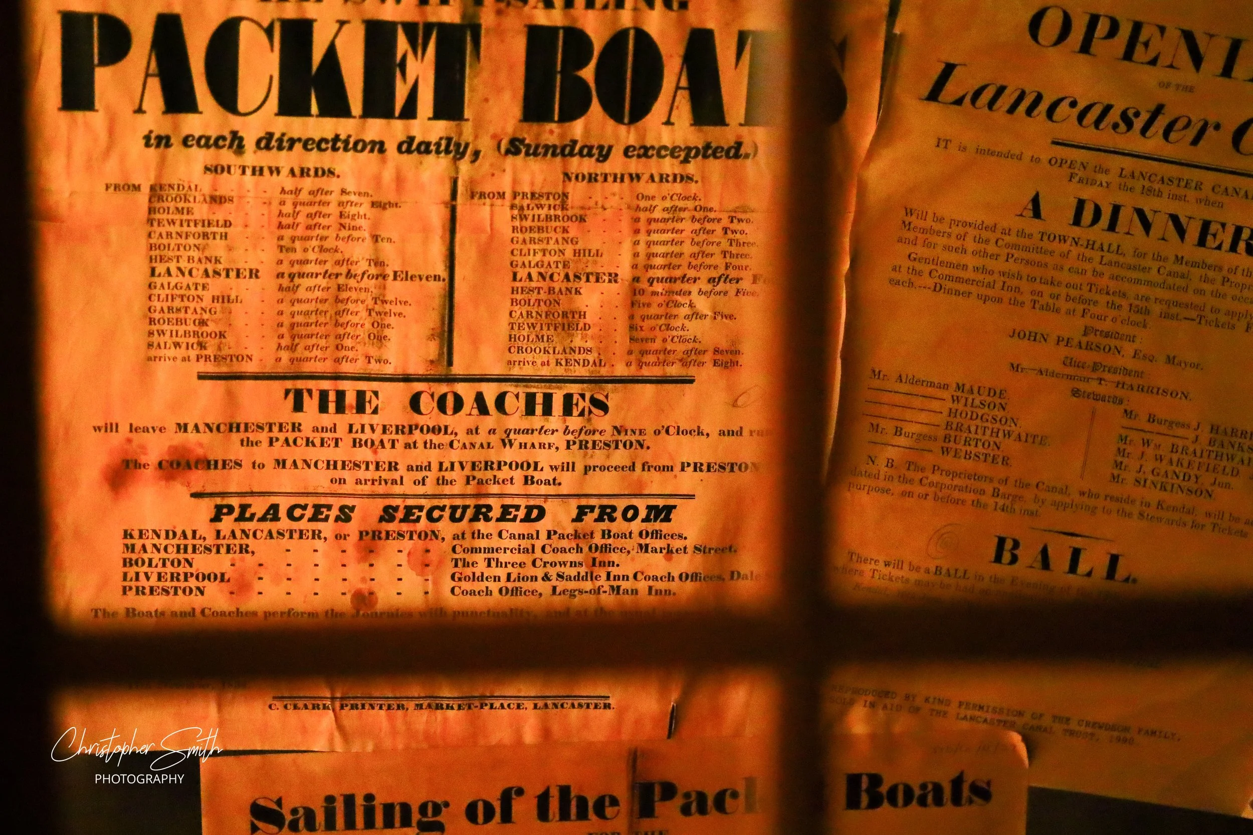 Packet Boat Schedule, Lancaster Maritime Museum, May 2026 (Canon RP, 85mm, f/2.0, 1/100s, ISO1600)