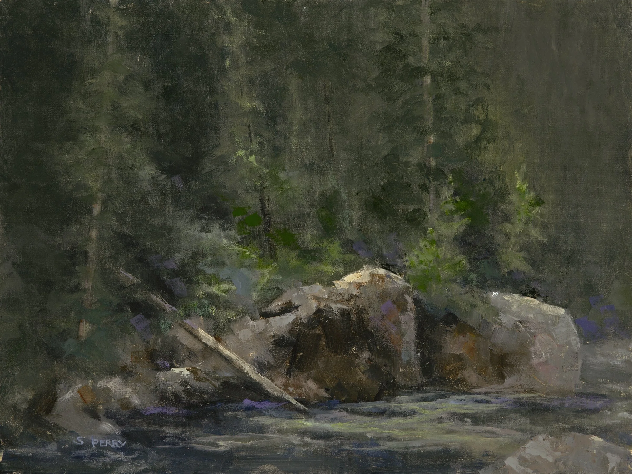Evening Hyalite Creek.  9x12.     oil on panel