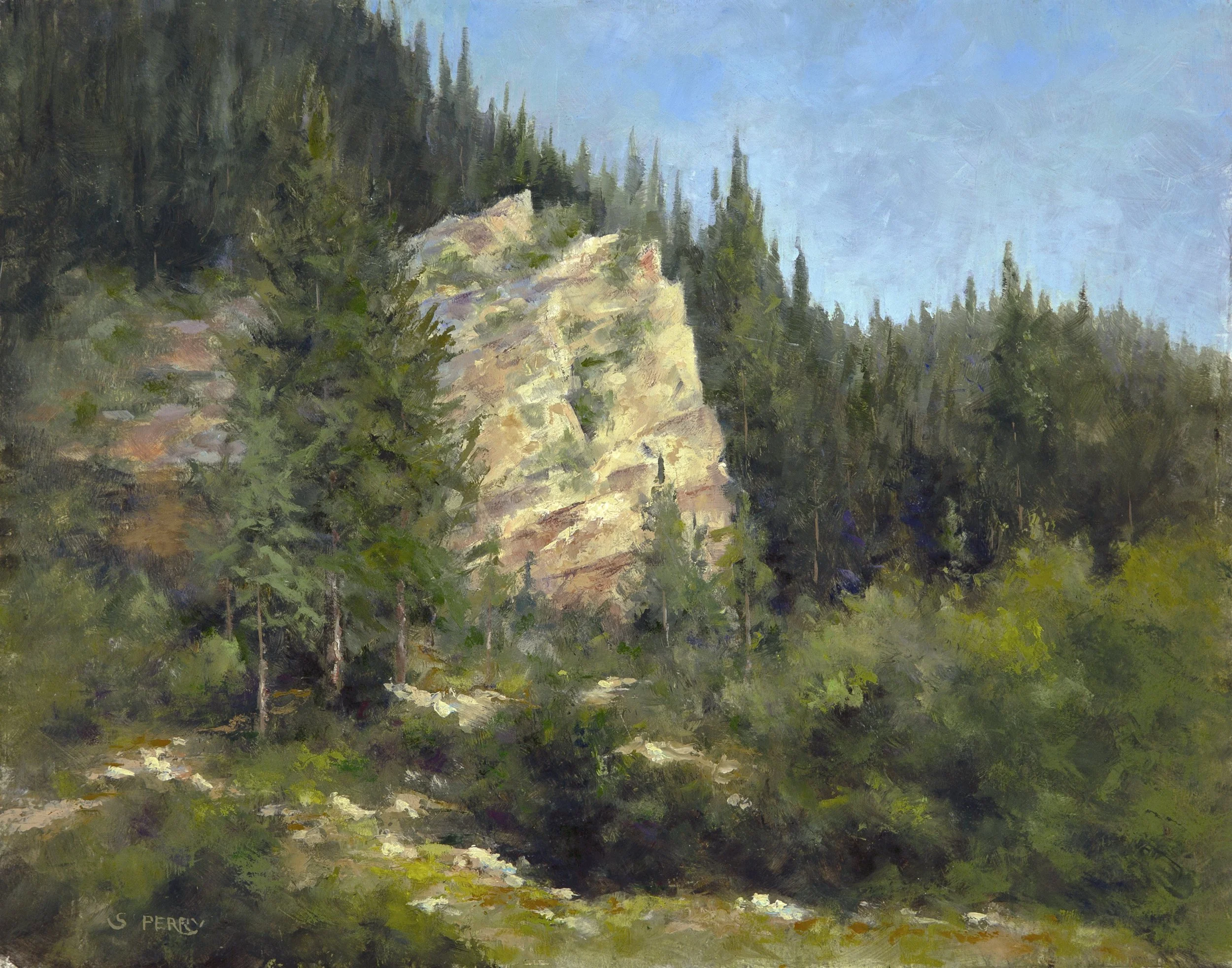 Langohr,    Hyalite Creek 
     11x14 oil on panel